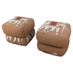 Pair of Elephant Poufs Ottomans Signed Jim Thompson