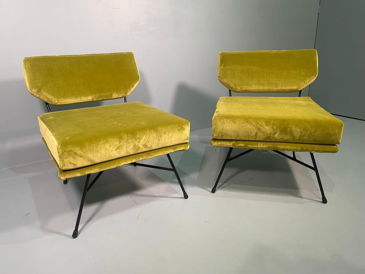 Fer Paire de chaises longues Elettra de BBPR, Arflex, Italie 1953, Compasso D'Oro 1954 en vente