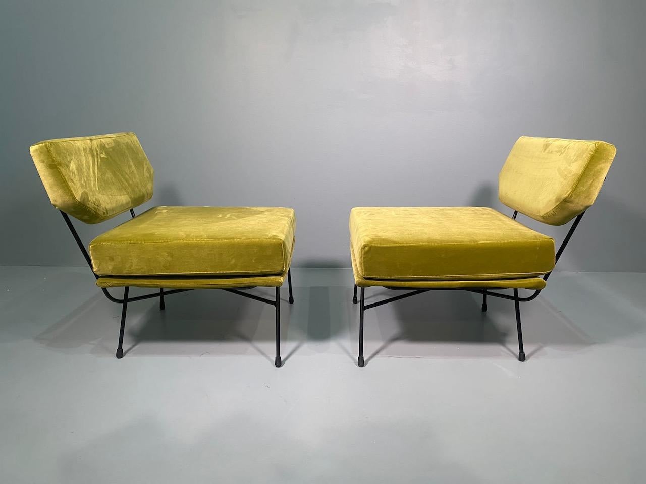 Iron Pair of 'Elettra' Lounge Chairs by BBPR, Arflex, Italy 1953, Compasso D'Oro 1954 For Sale