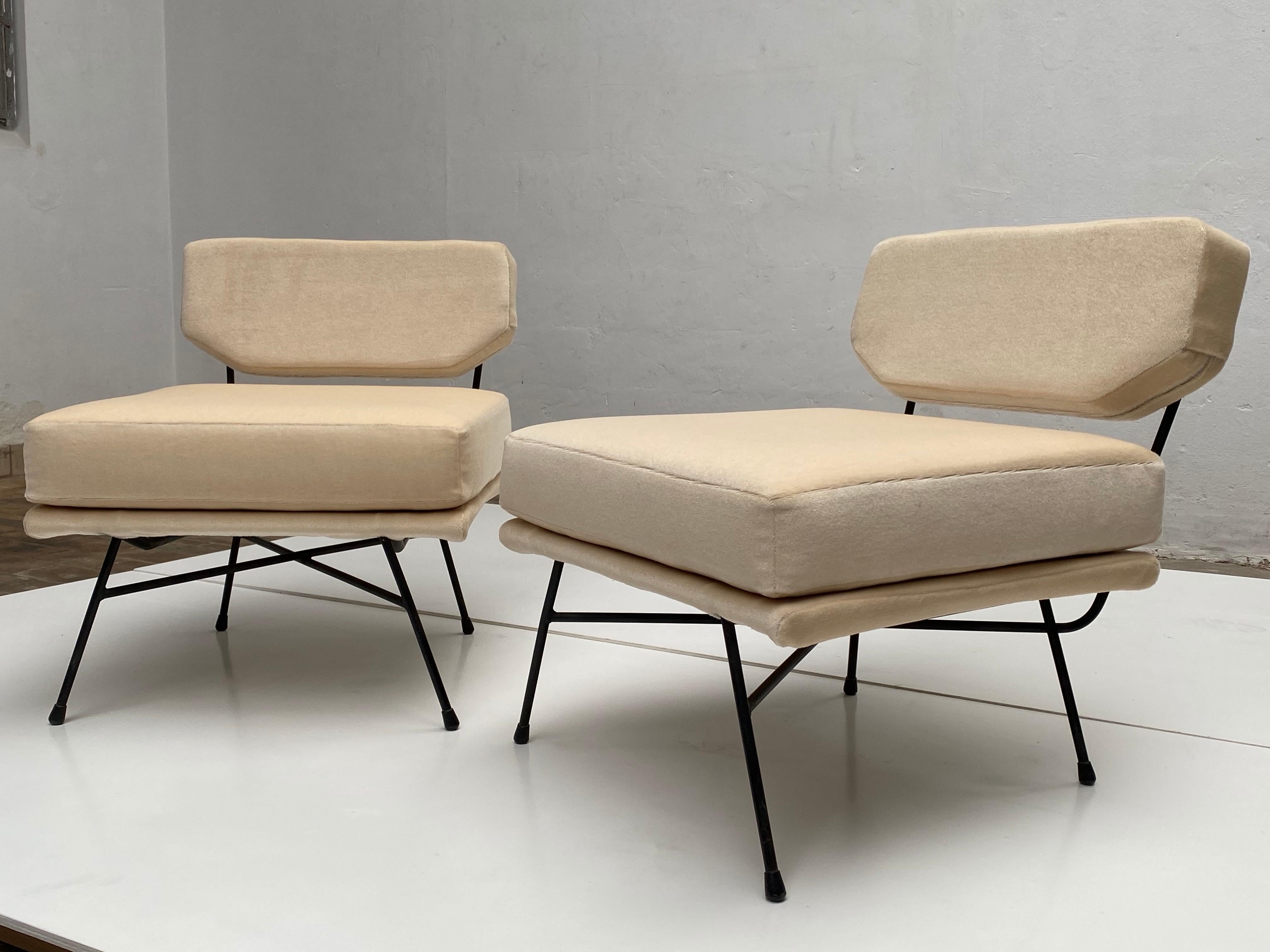 Fabric Pair of 'Elettra' Lounge Chairs by BBPR, Arflex, Italy 1953, Compasso D'Oro 1954 For Sale