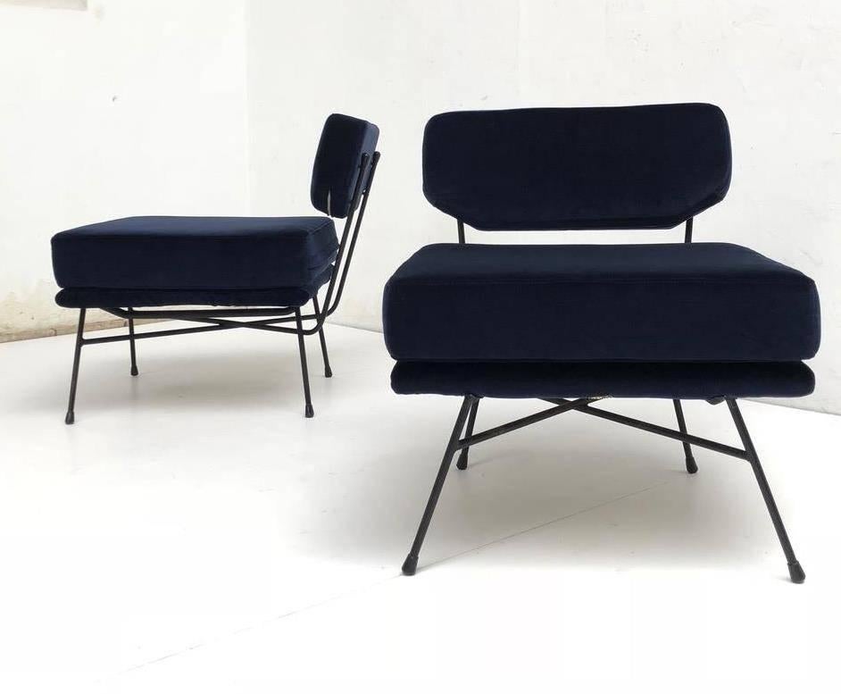 Cast Pair of 'Elettra' Lounge Chairs by BBPR , Arflex, Italy 1953, Compasso D'Oro 1954