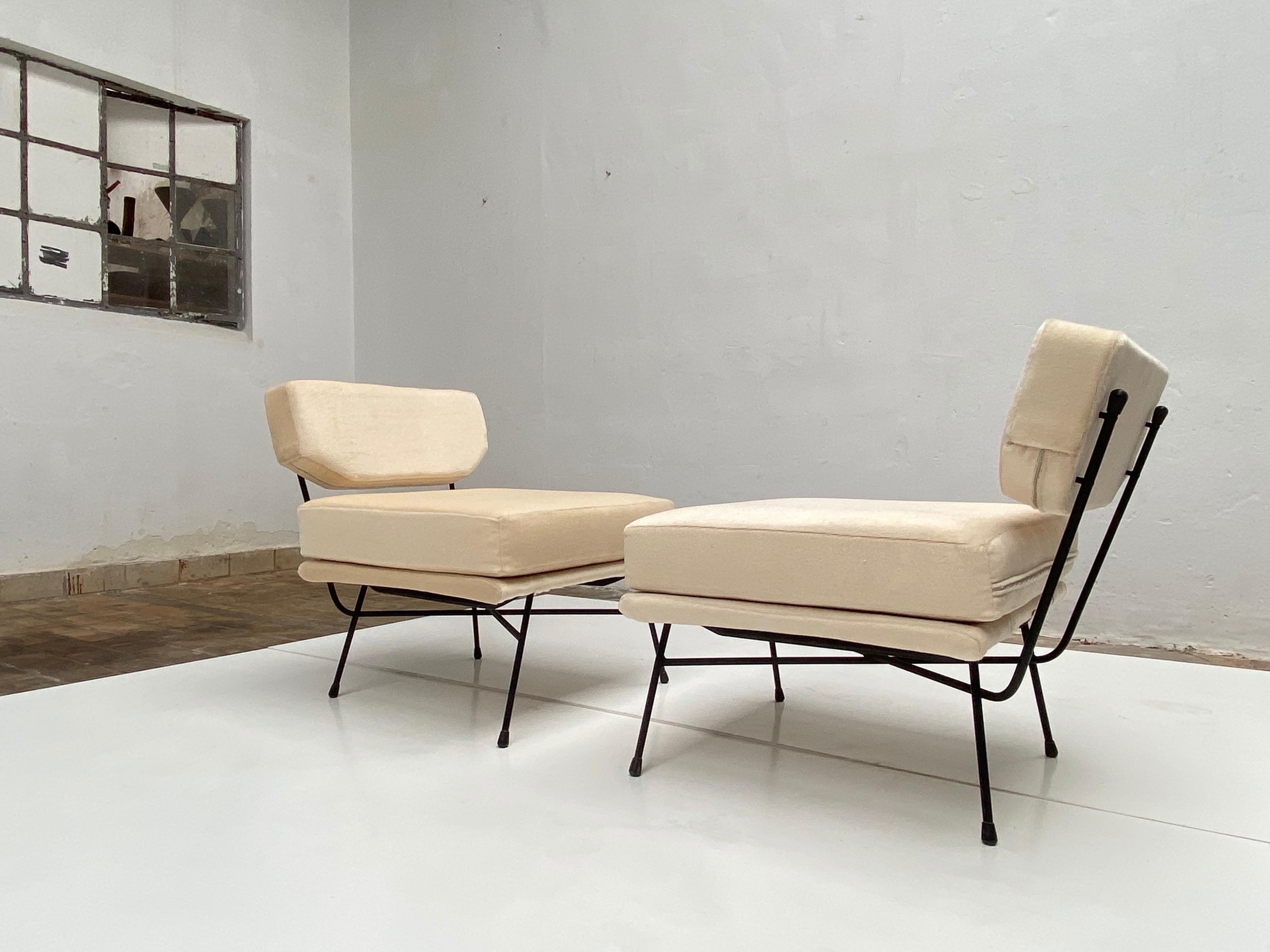 Enameled Pair of 'Elettra' Lounge Chairs by BBPR, Arflex, Italy 1953, Compasso D'Oro 1954