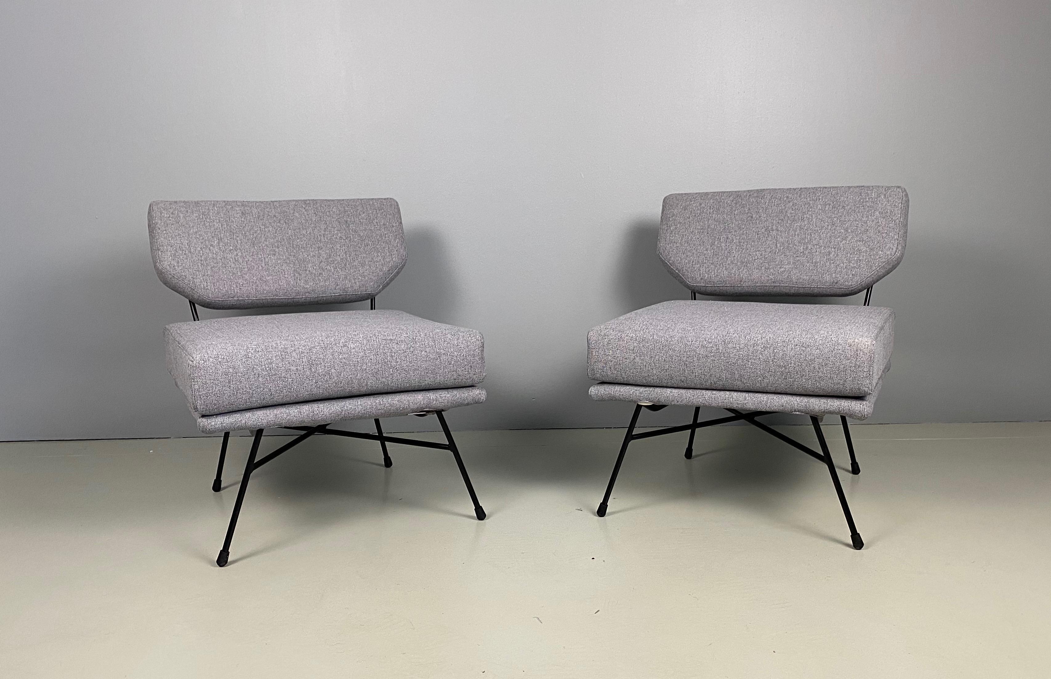 Iron Pair of 'Elettra' Lounge Chairs by BBPR, Arflex, Italy 1953, Compasso D'Oro 1954