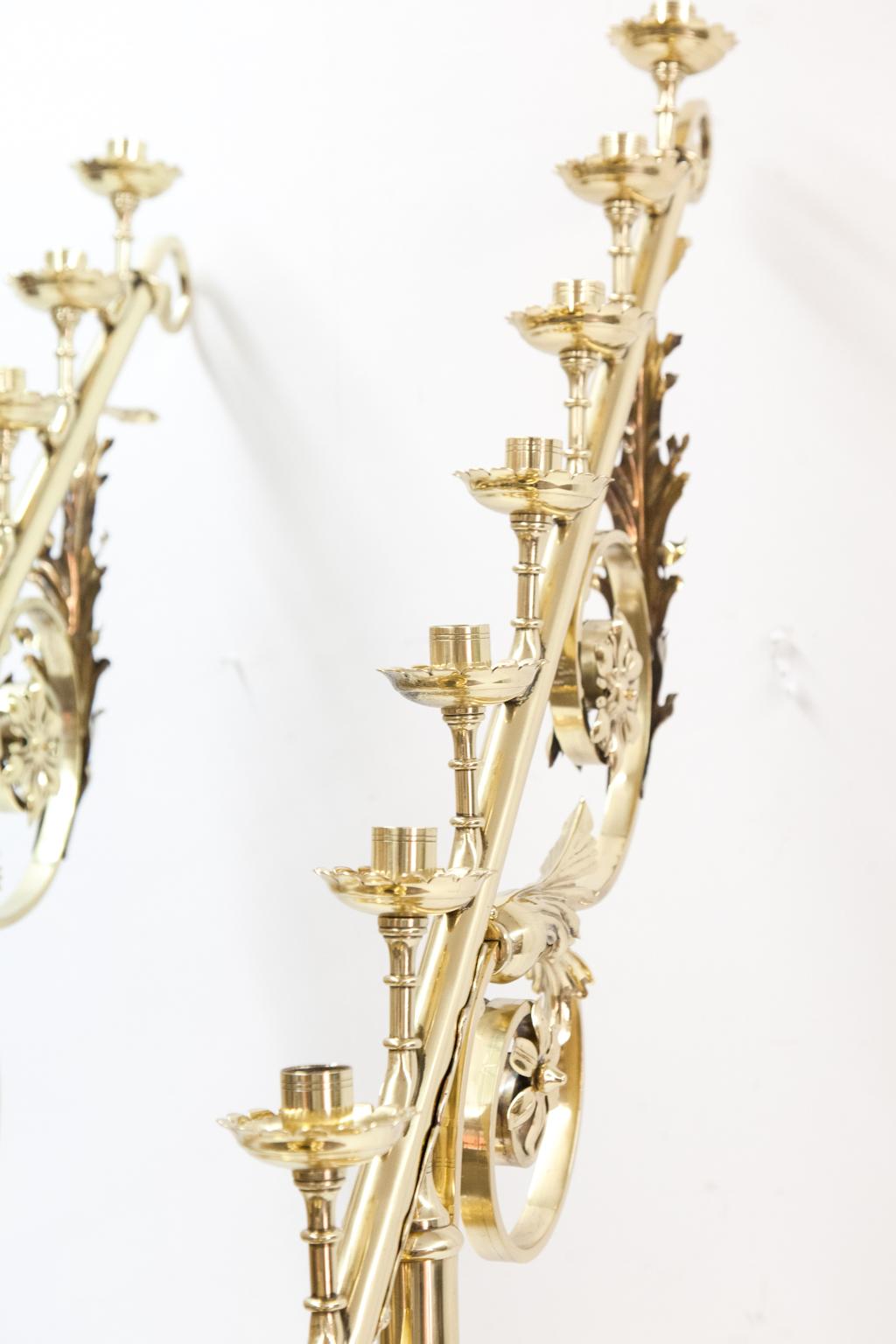 Pair of Eleven-Light Brass Candelabra 5
