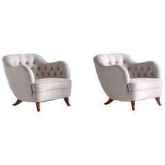 Vintage Pair of Elias Svedberg Armchairs for Nordiska Kompaniet, Sweden, 1940s