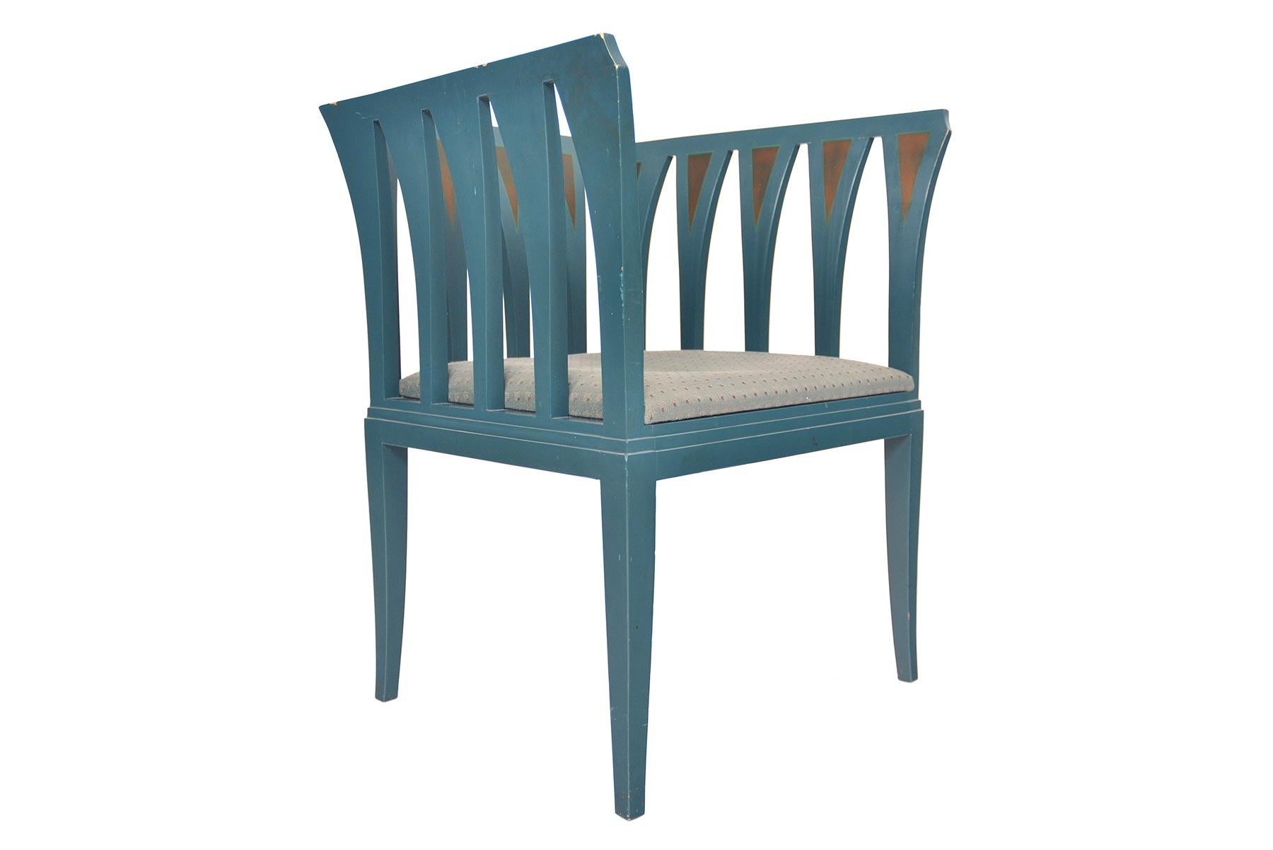 Mid-Century Modern Pair of Eliel Saarinen Model 275 Blue Chairs by Adelta of Finland
