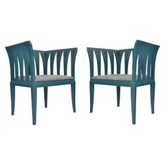 Ein Paar blaue Stühle Modell 275 von Eliel Saarinen (Adelta:: Finnland)