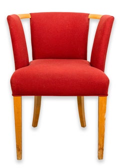 Paire de fauteuils en tissu rouge Eliel Saarinen pour Imperial Rattan Company 1941