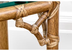 Pair Of Elinor McGuire Rattan Glass-Top End Tables