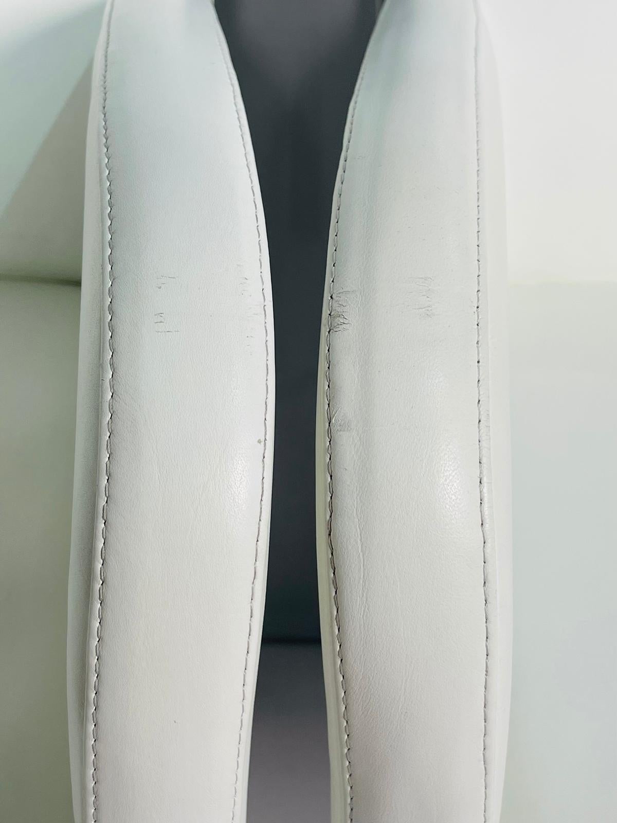 Pair of Elisa Armchairs Embossed in White Leather by Fendi 10