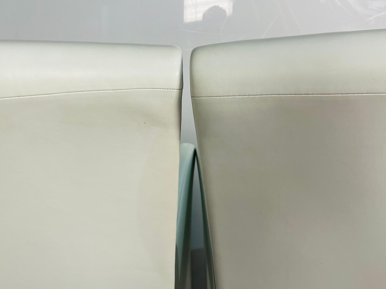 Pair of Elisa Armchairs Embossed in White Leather by Fendi 12