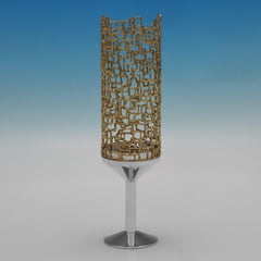 Pair of Elizabeth II Sterling Silver Gilt Candlesticks, Stuart Devlin, 1968