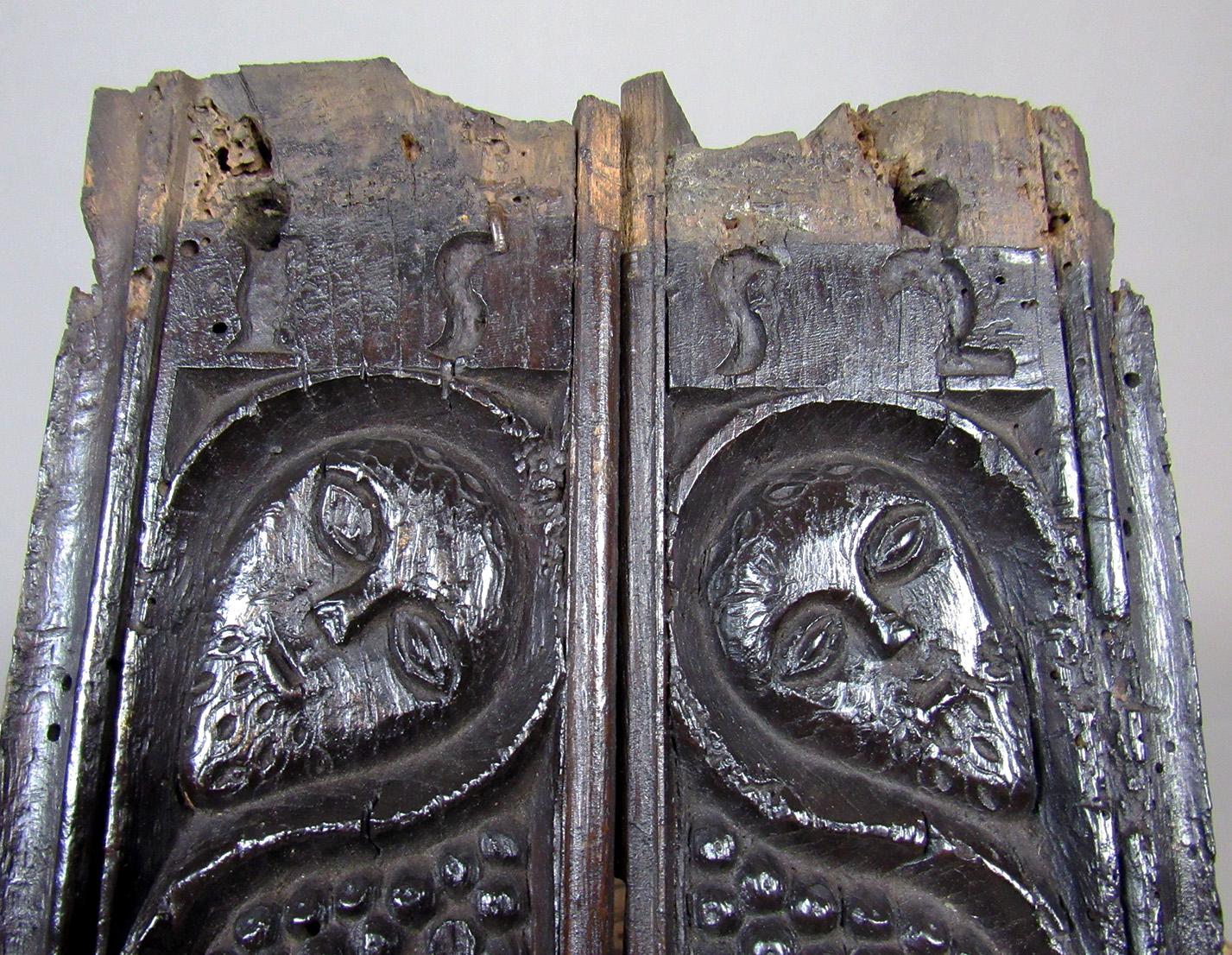 Medieval Pair of Elizabethan Gothic Oak Carved Panels, Dated 1552