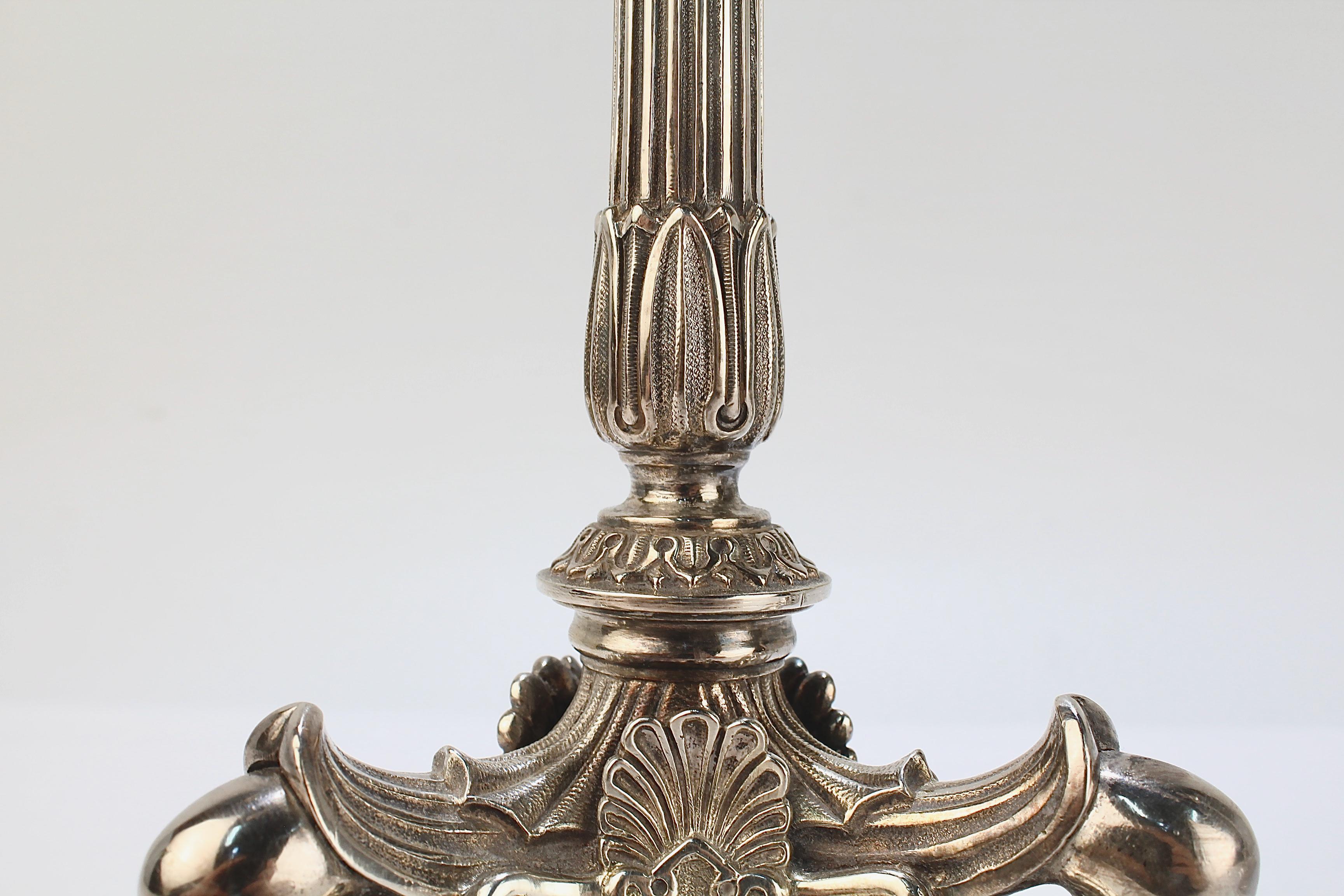 Pair of Elkington & Co Neoclassical Revival Silver Plated Five-Light Candelabra For Sale 3