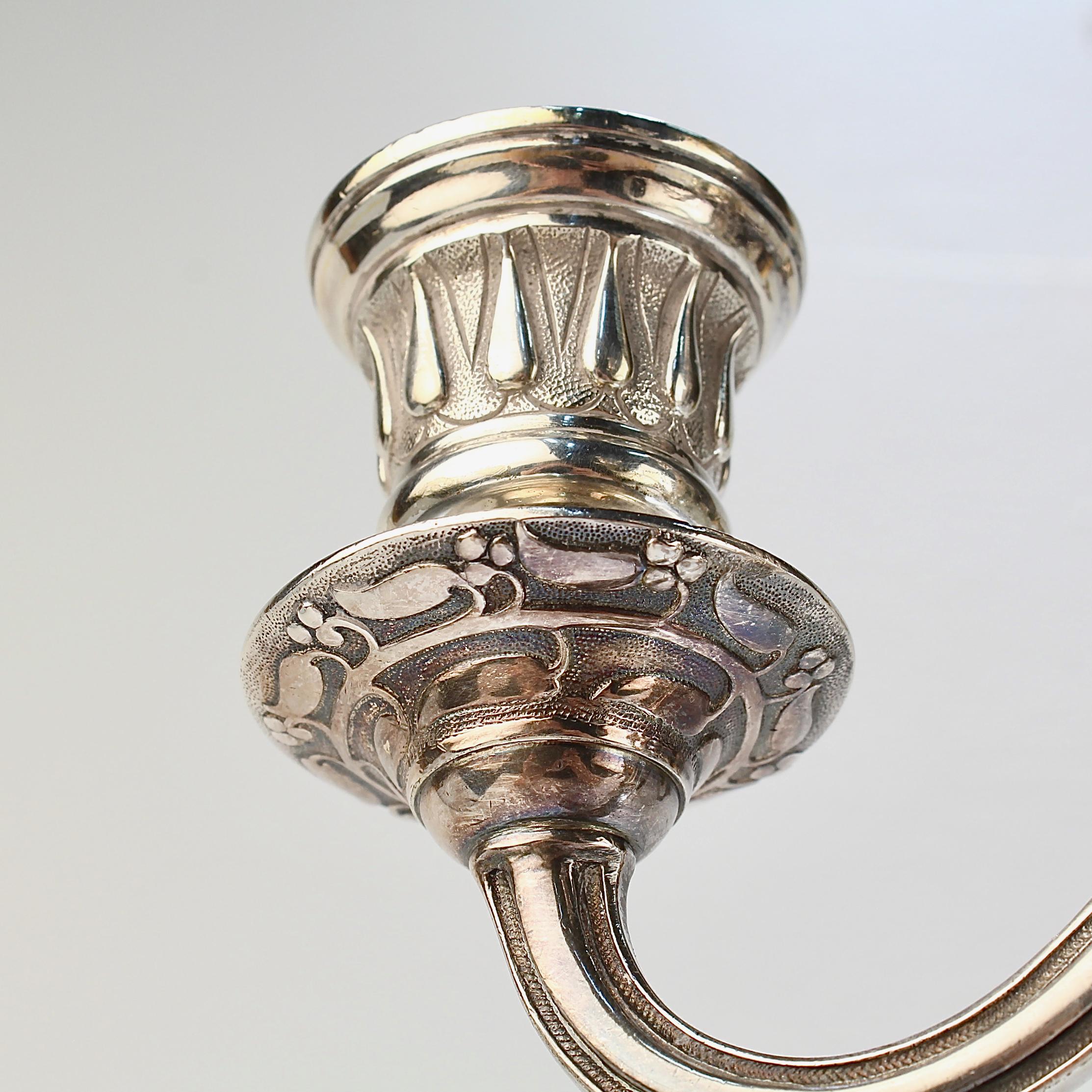 Pair of Elkington & Co Neoclassical Revival Silver Plated Five-Light Candelabra For Sale 7