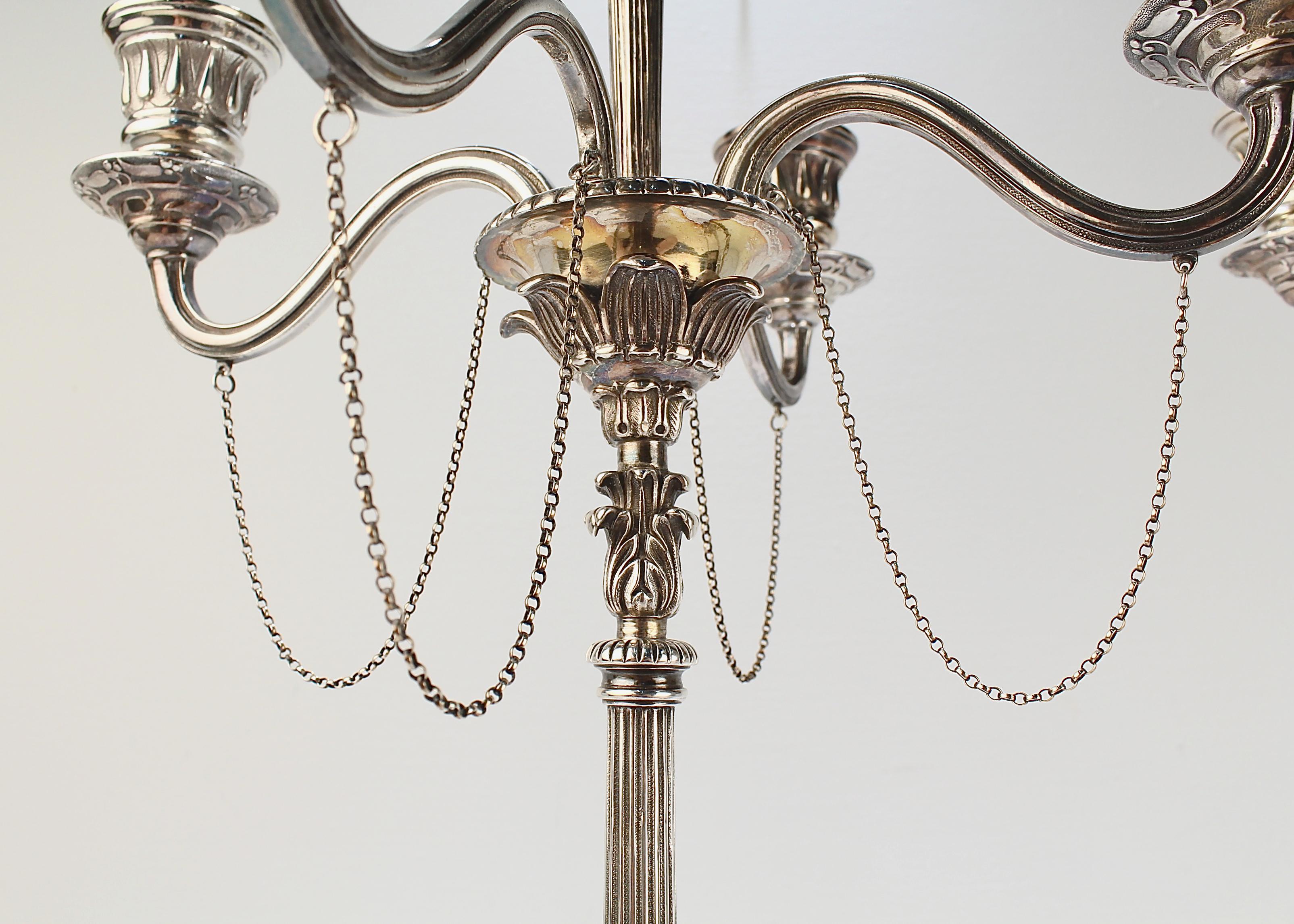 Pair of Elkington & Co Neoclassical Revival Silver Plated Five-Light Candelabra For Sale 8