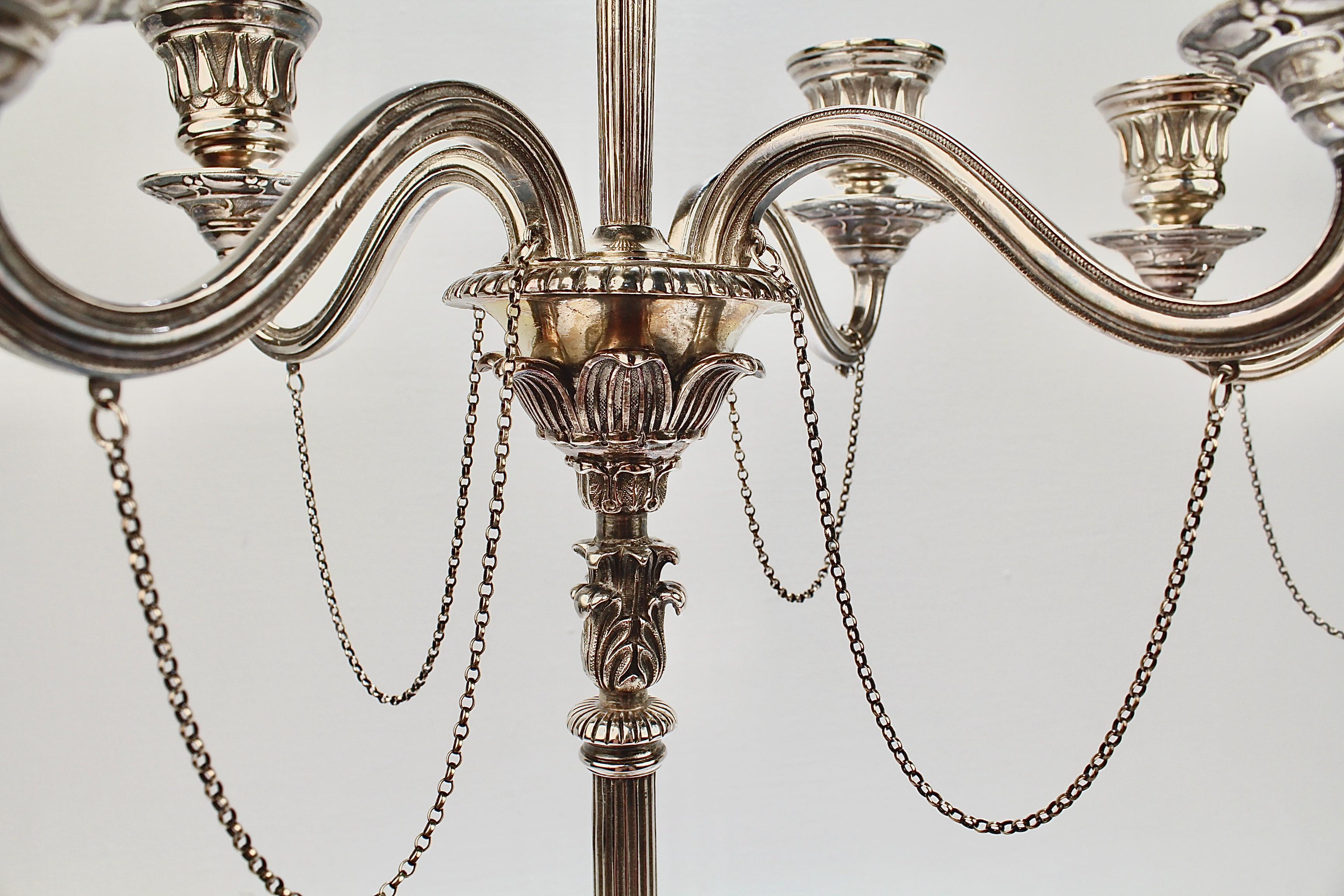 Pair of Elkington & Co Neoclassical Revival Silver Plated Five-Light Candelabra For Sale 9
