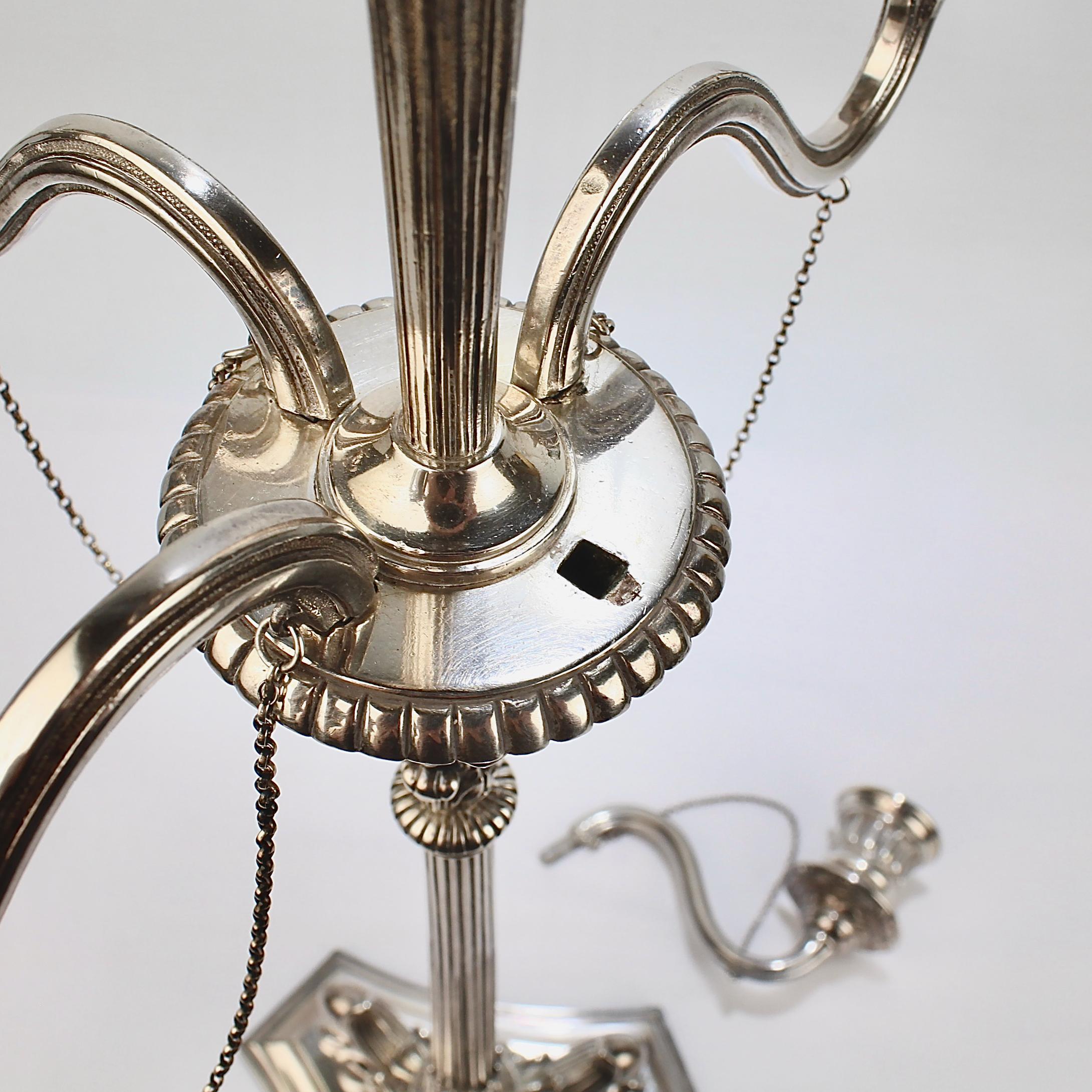 Pair of Elkington & Co Neoclassical Revival Silver Plated Five-Light Candelabra For Sale 10