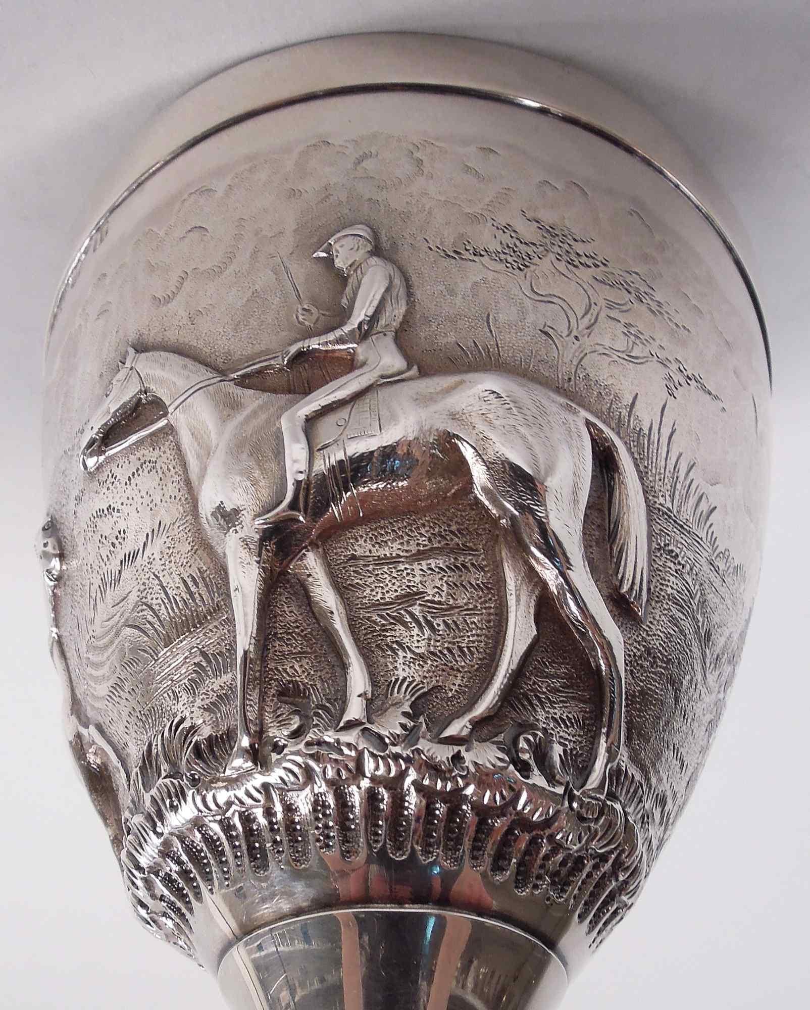 Pair of Elkington English Victorian Sterling Silver Horse Goblets, 1860 In Good Condition In New York, NY