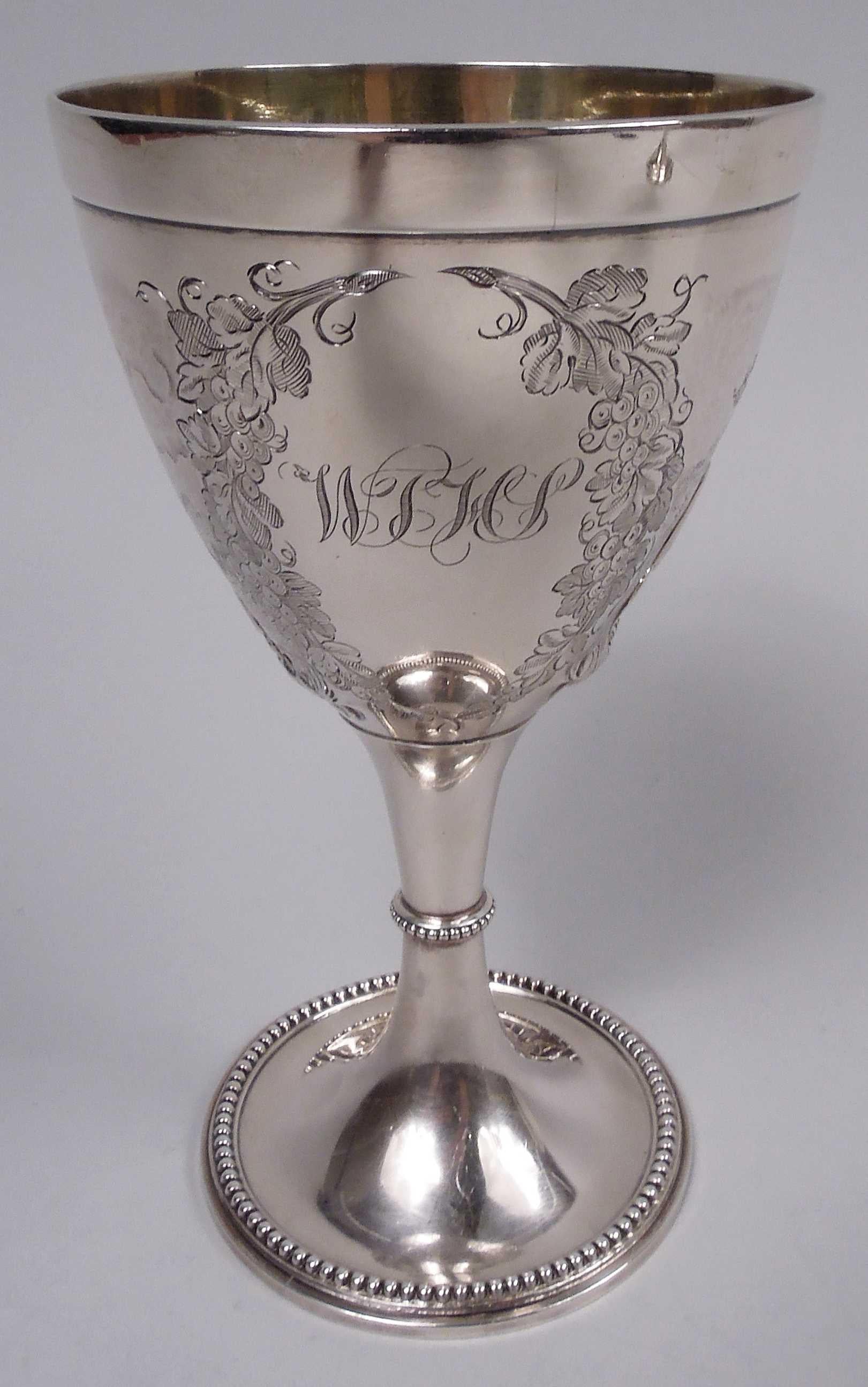 Mid-19th Century Pair of Elkington English Victorian Sterling Silver Horse Goblets, 1860