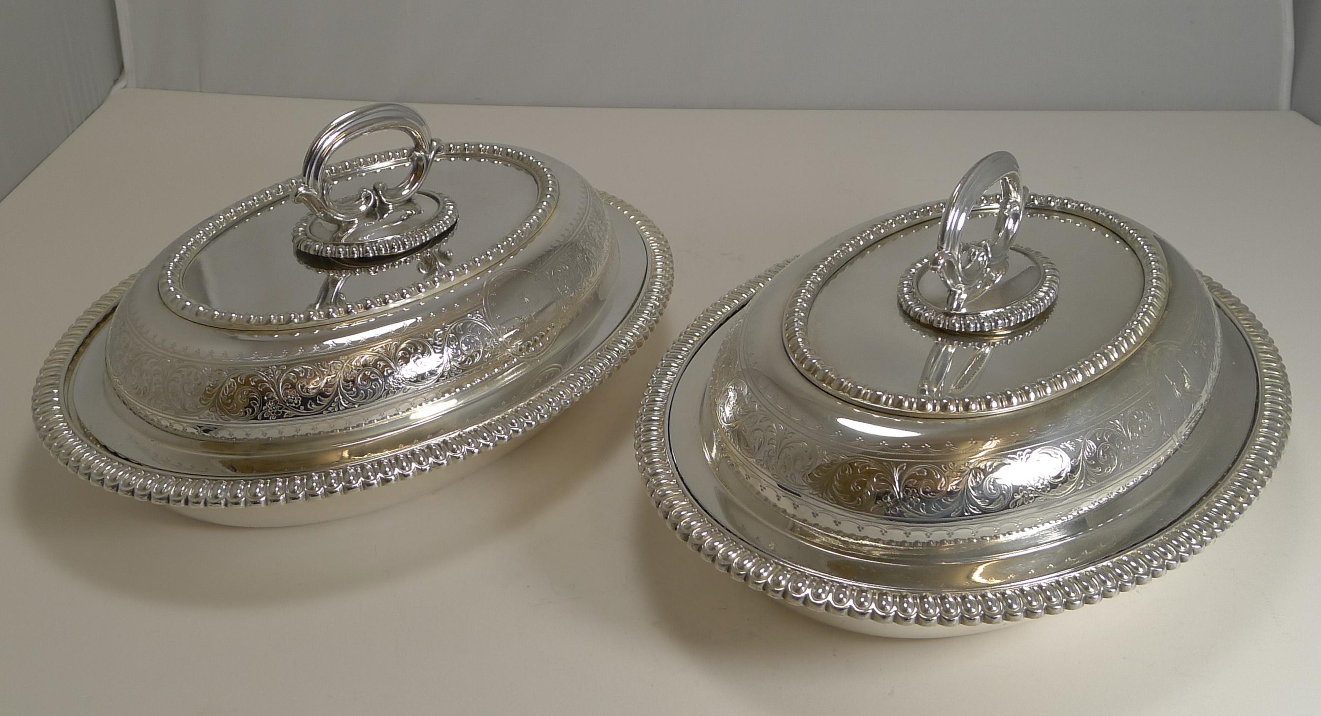 Late Victorian Pair of Elkington Silver Plated Entree/Serving Dishes, 1884