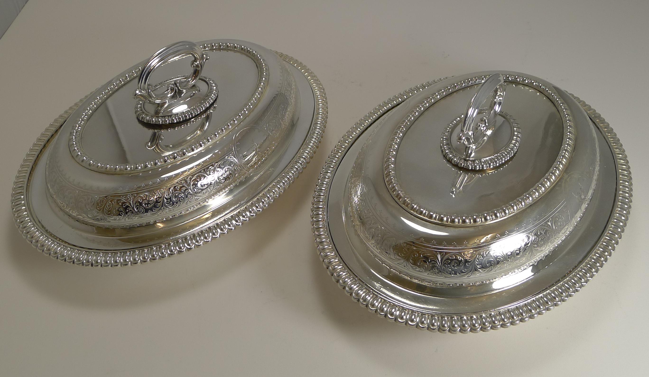 English Pair of Elkington Silver Plated Entree/Serving Dishes, 1884