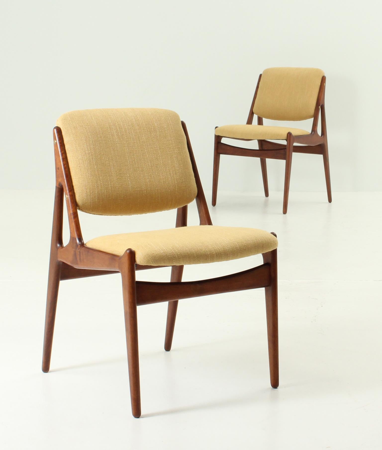 Fabric Pair of Ella Chairs in Walnut by Arne Vodder, 1962