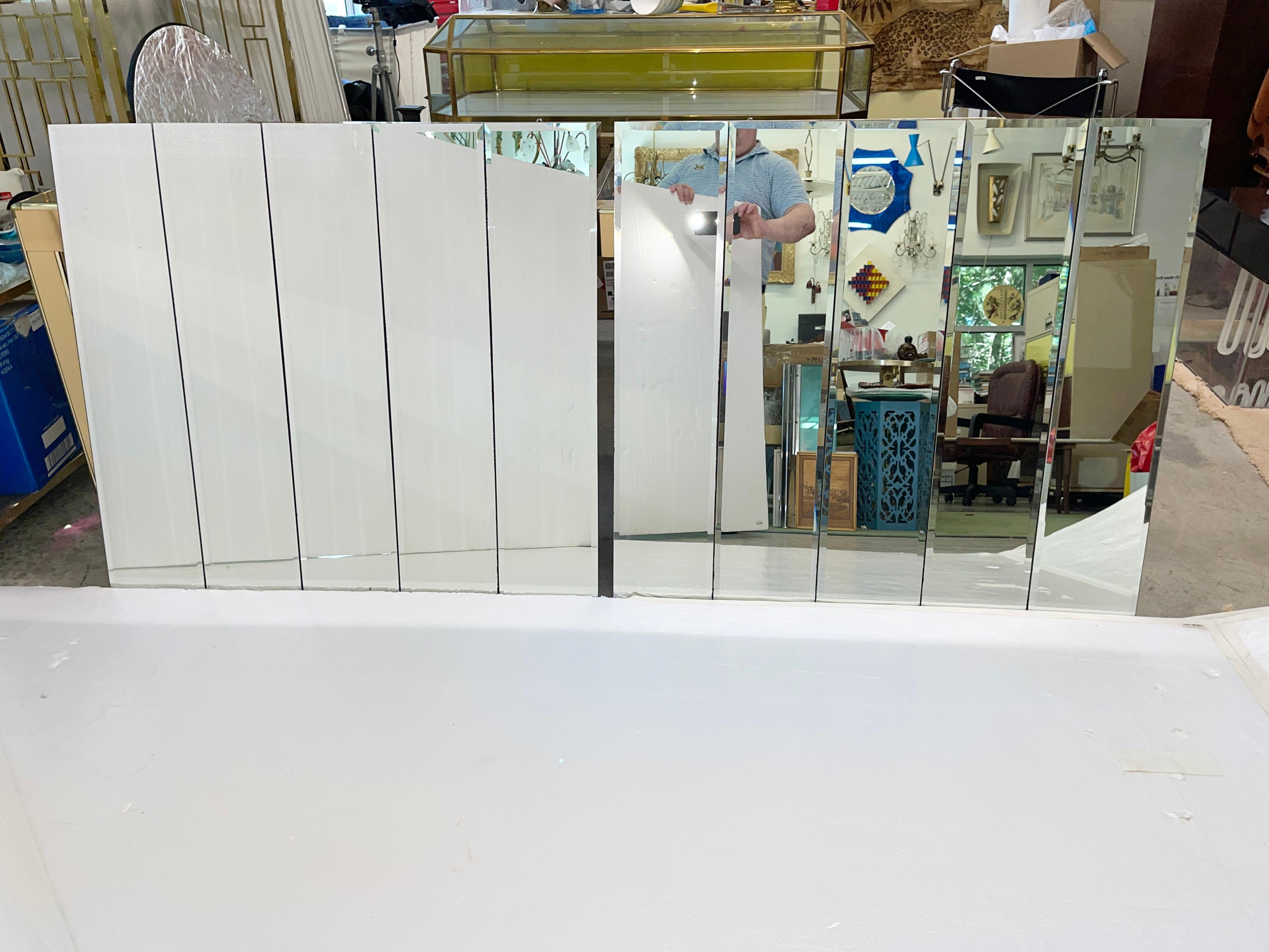 Beveled Pair of Ello Paneled Square Wall Mirrors For Sale