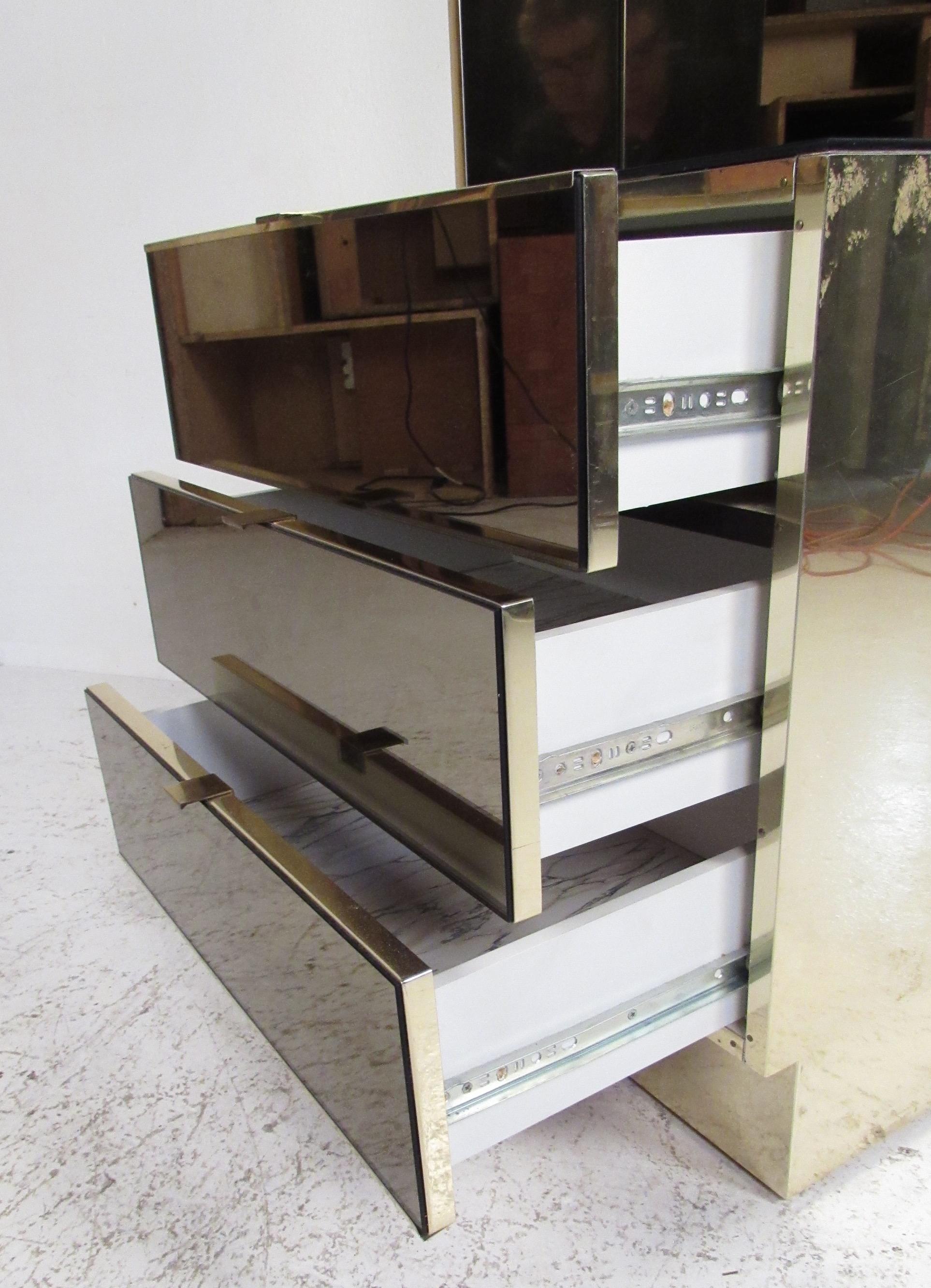 American Pair of Ello Furniture Midcentury Mirrored Nightstands