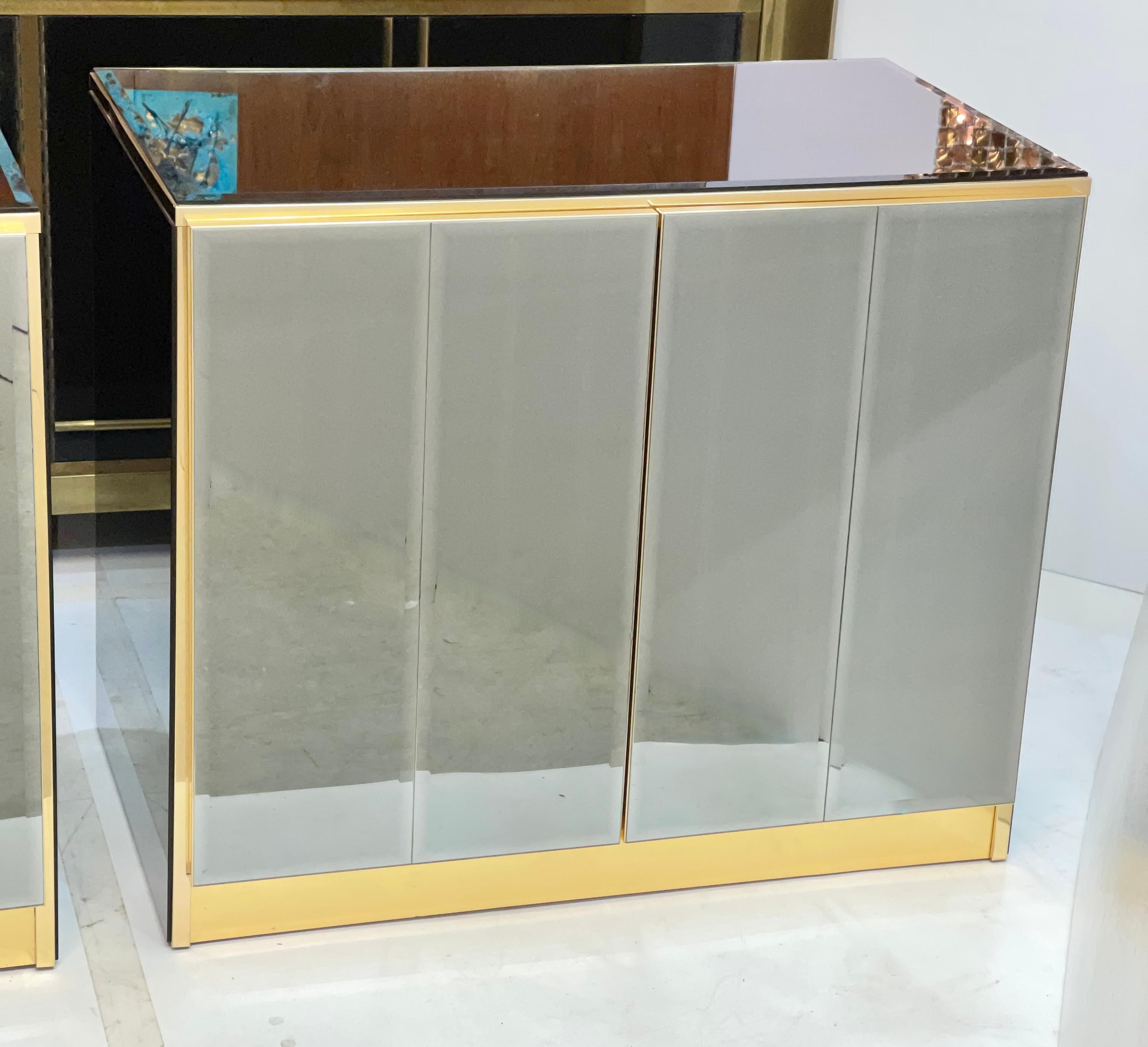 Pair of Ello Mirrored Double Door Chests For Sale 2