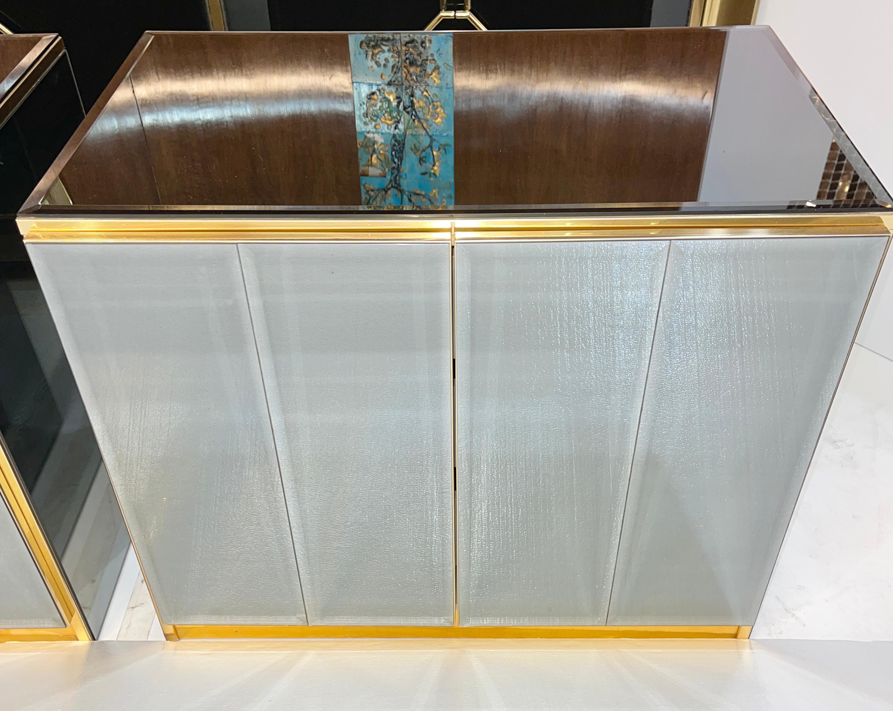 American Pair of Ello Mirrored Double Door Chests For Sale