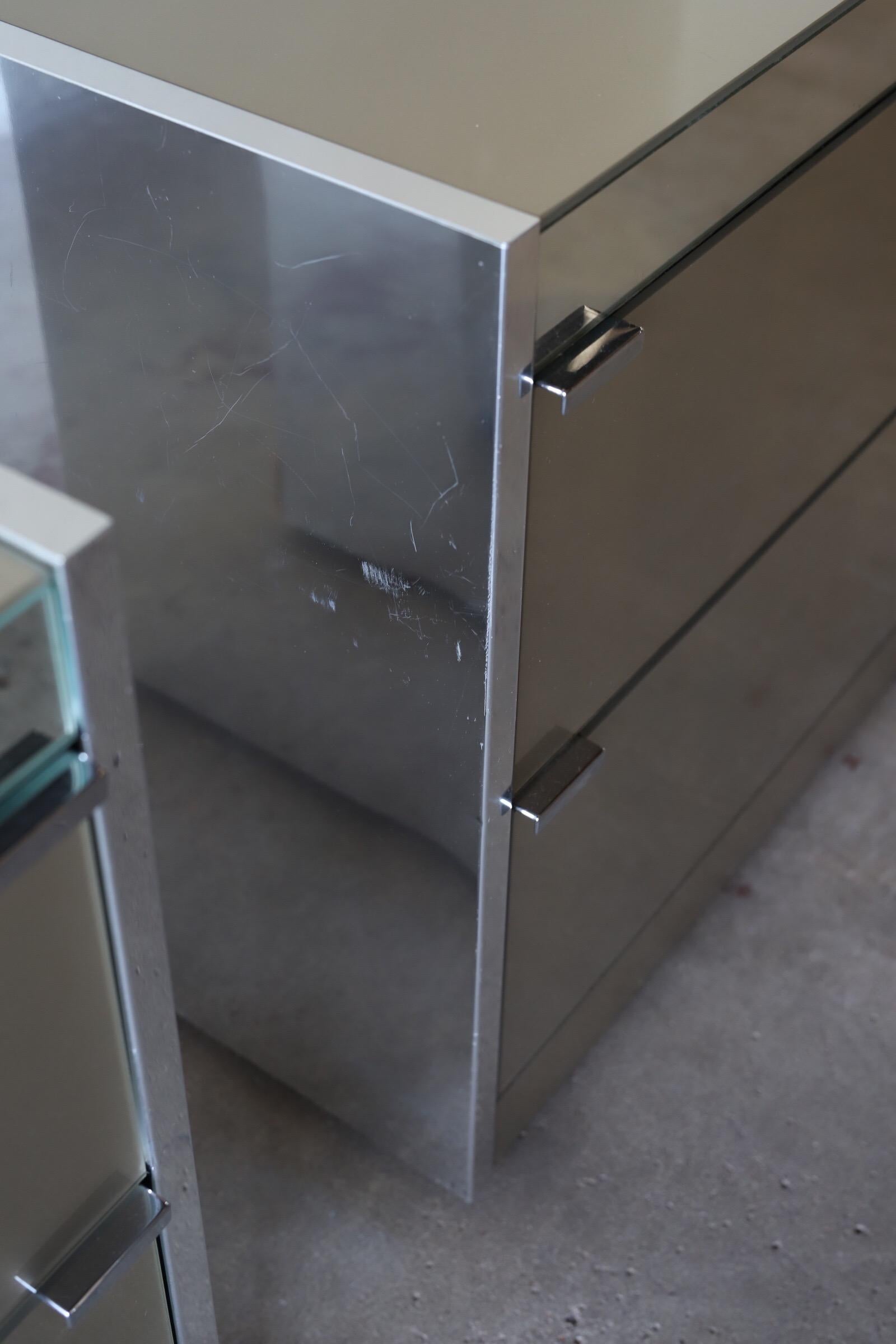 Modern Pair of Ello Mirrored Nightstands