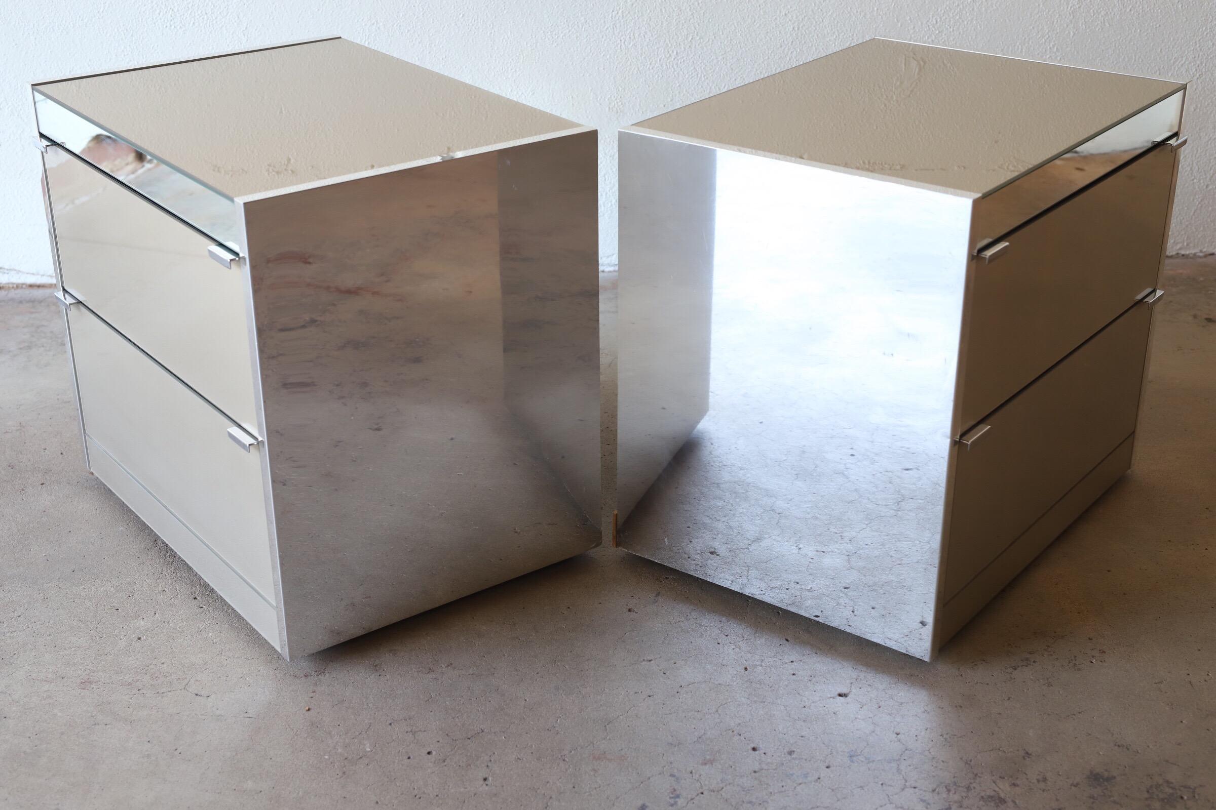 Contemporary Pair of Ello Mirrored Nightstands