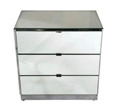 Pair of Ello Mirrored Three Drawer Nightstands