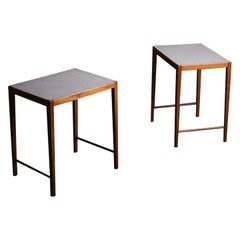 Pair of elm and mosaic side table by Otto Schulz for Boet, Sweden, 1950s