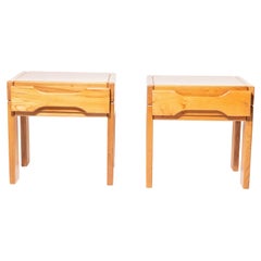 Pair of Elm Bedside Tables, Edition Prestige Ameublement, France, C. 1980s