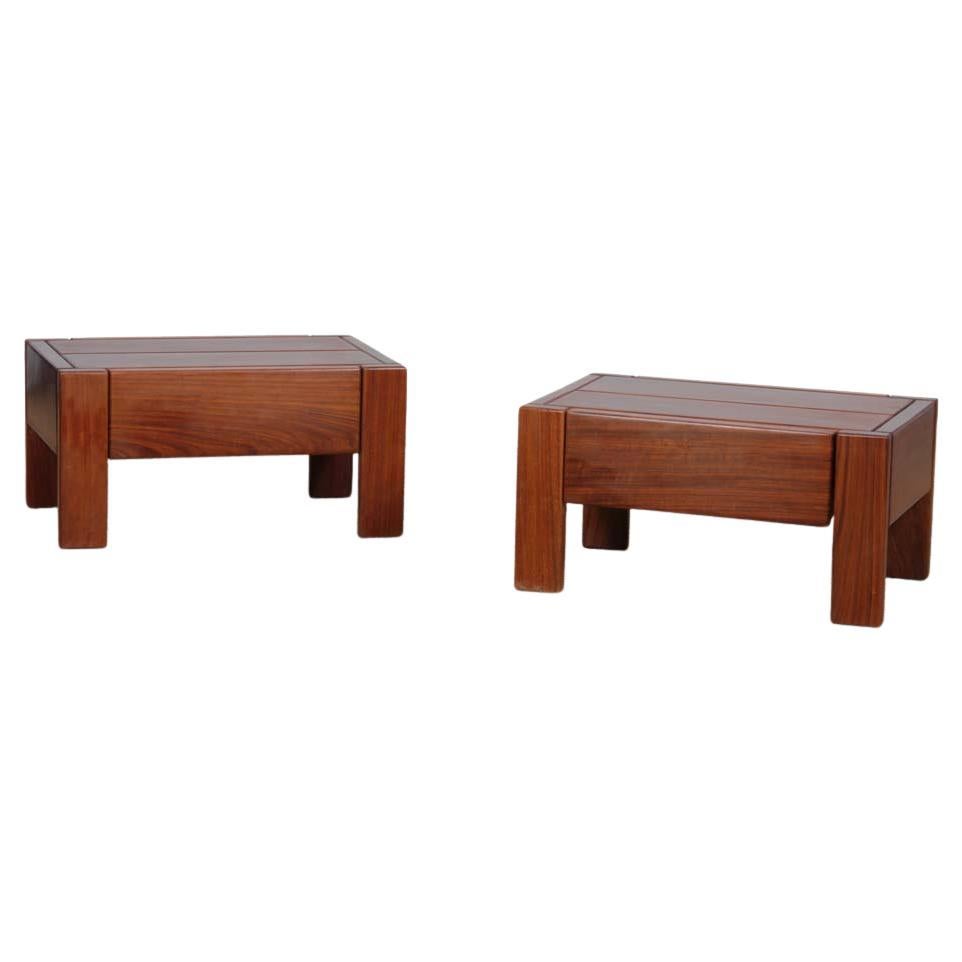 Pair of elm bedside tables for Maison Regain, 1970