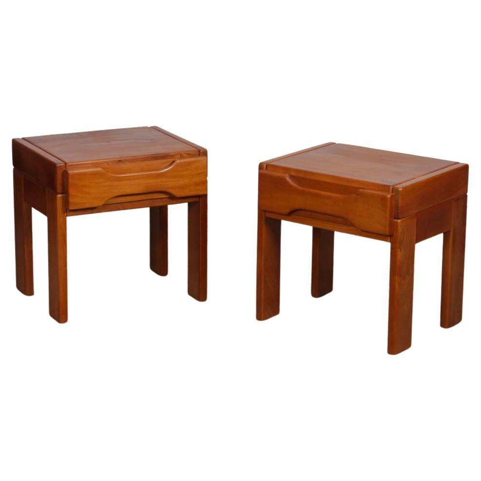 Pair of elm bedside tables for Maison Regain, 1970s