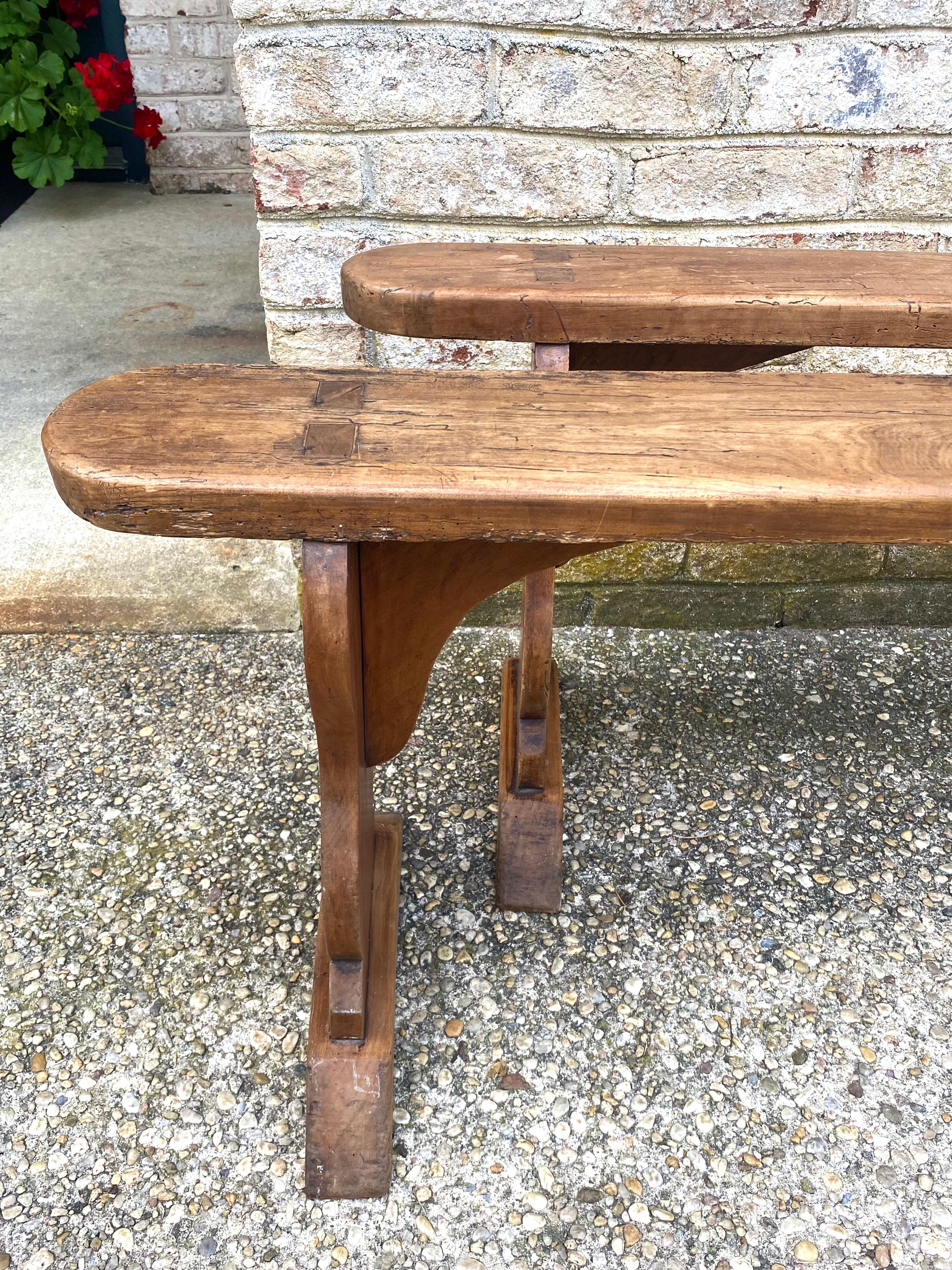 Pair of Elm Benches For Sale 6