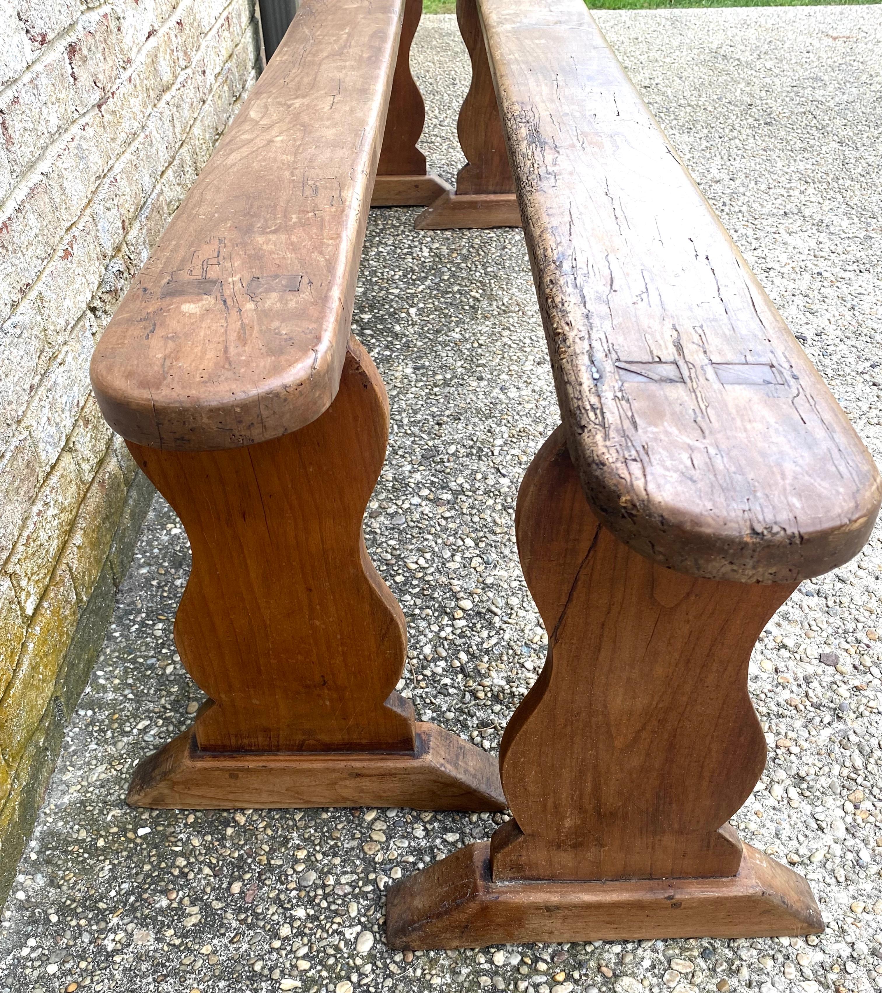 Pair of Elm Benches For Sale 7