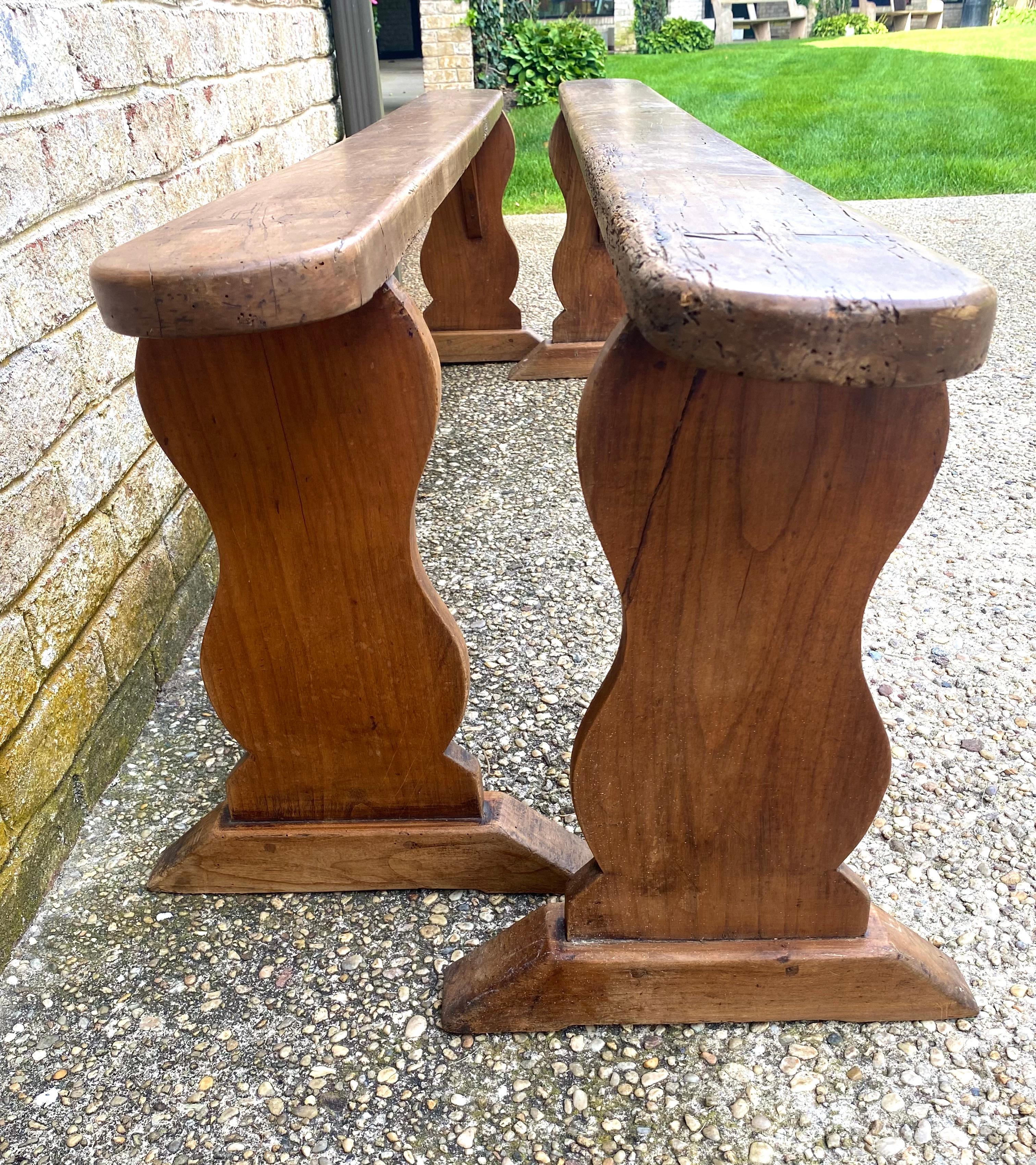 Pair of Elm Benches For Sale 8