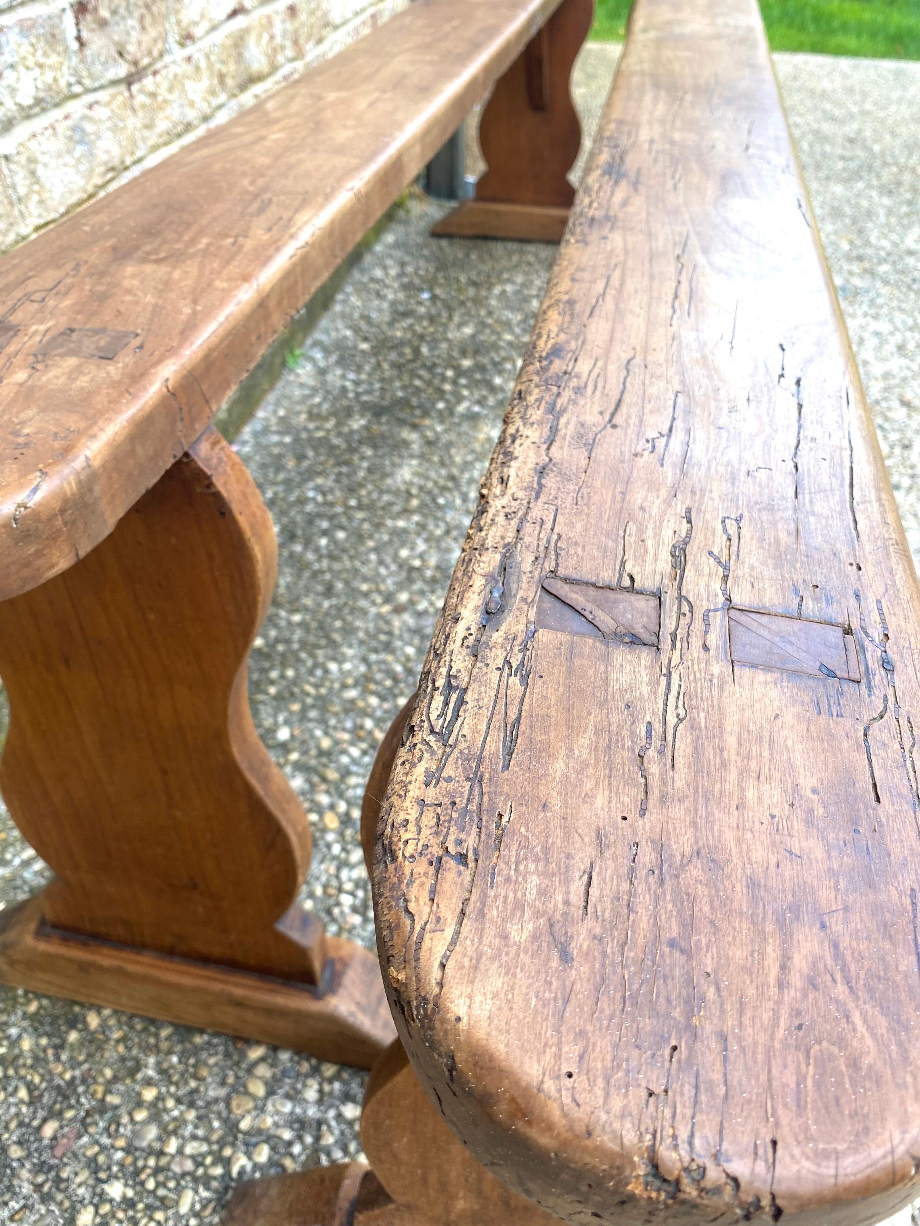 Pair of Elm Benches For Sale 9