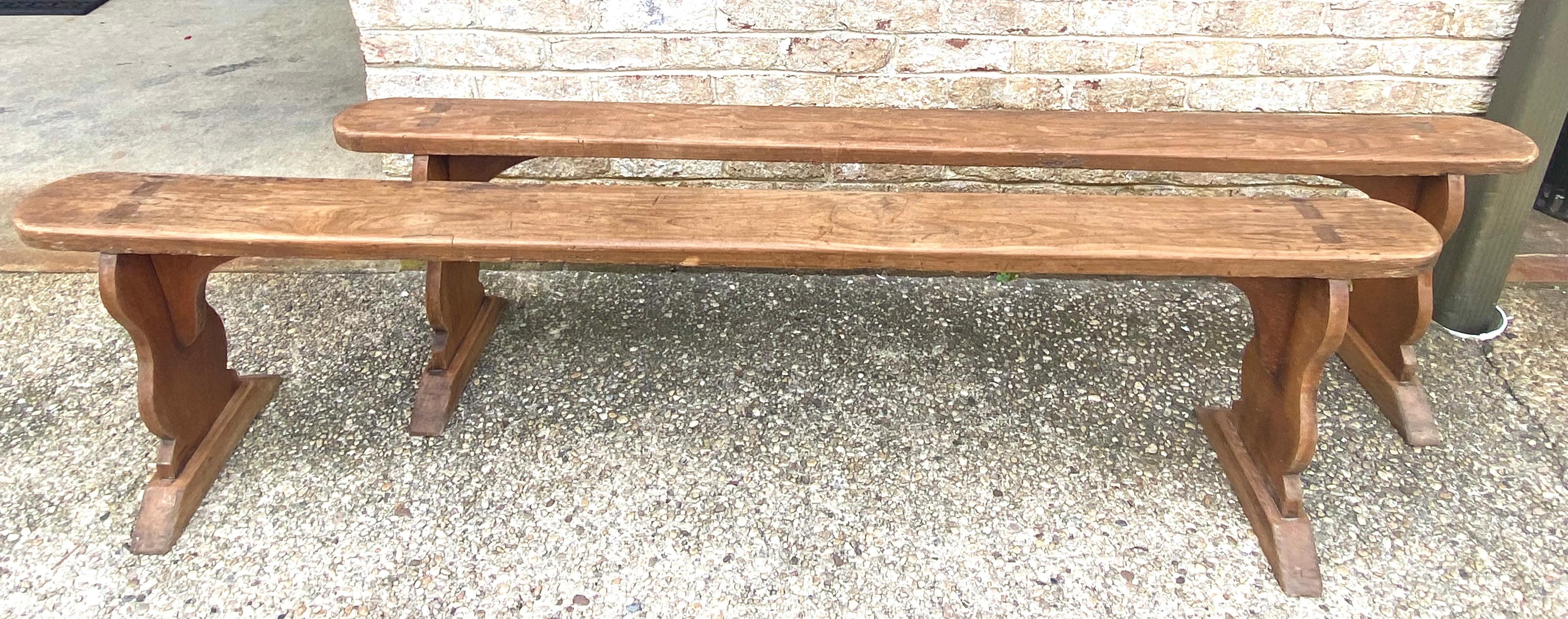 Handsome pair of elm benches.....lovely deep patina
