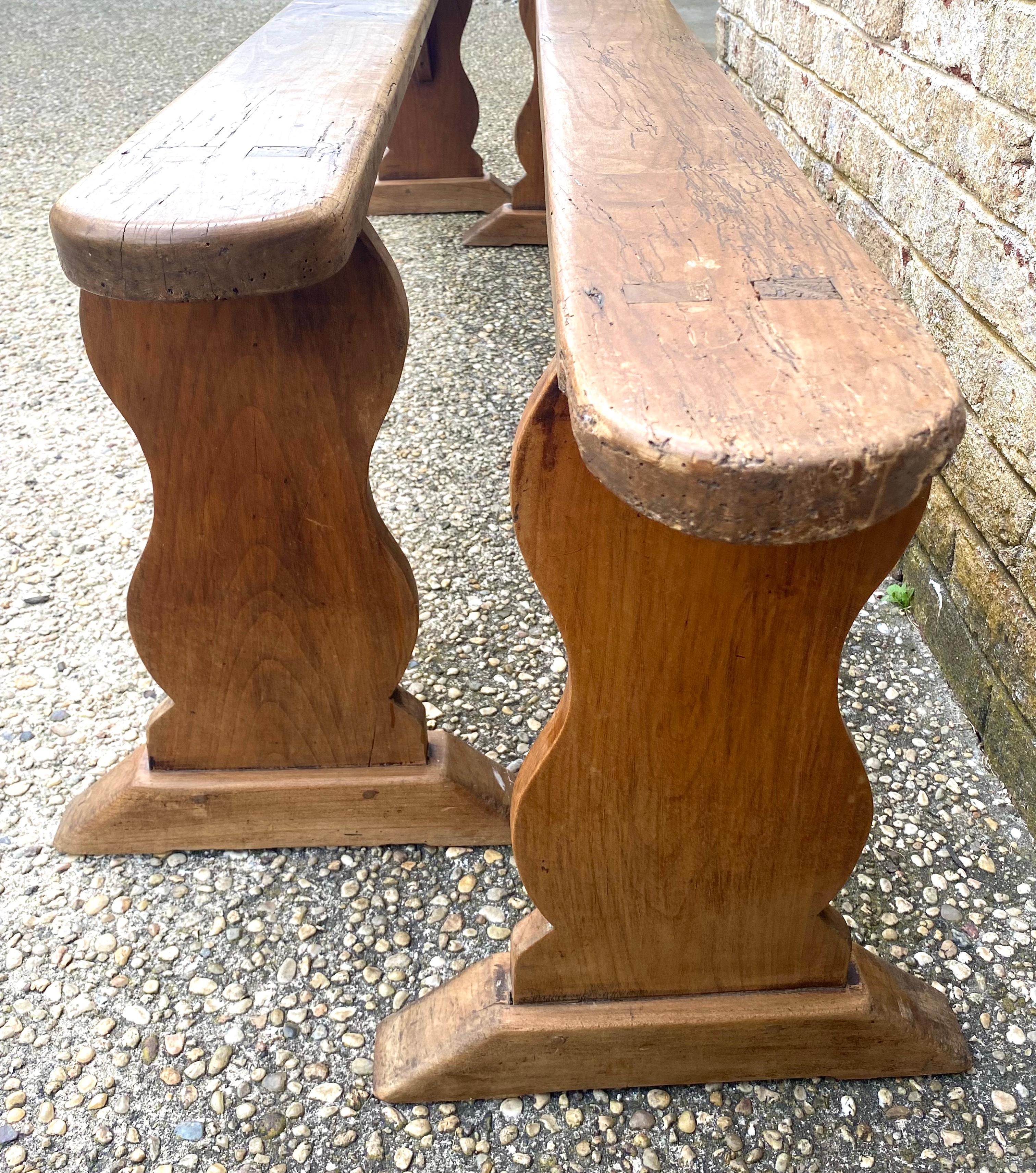 Pair of Elm Benches For Sale 2