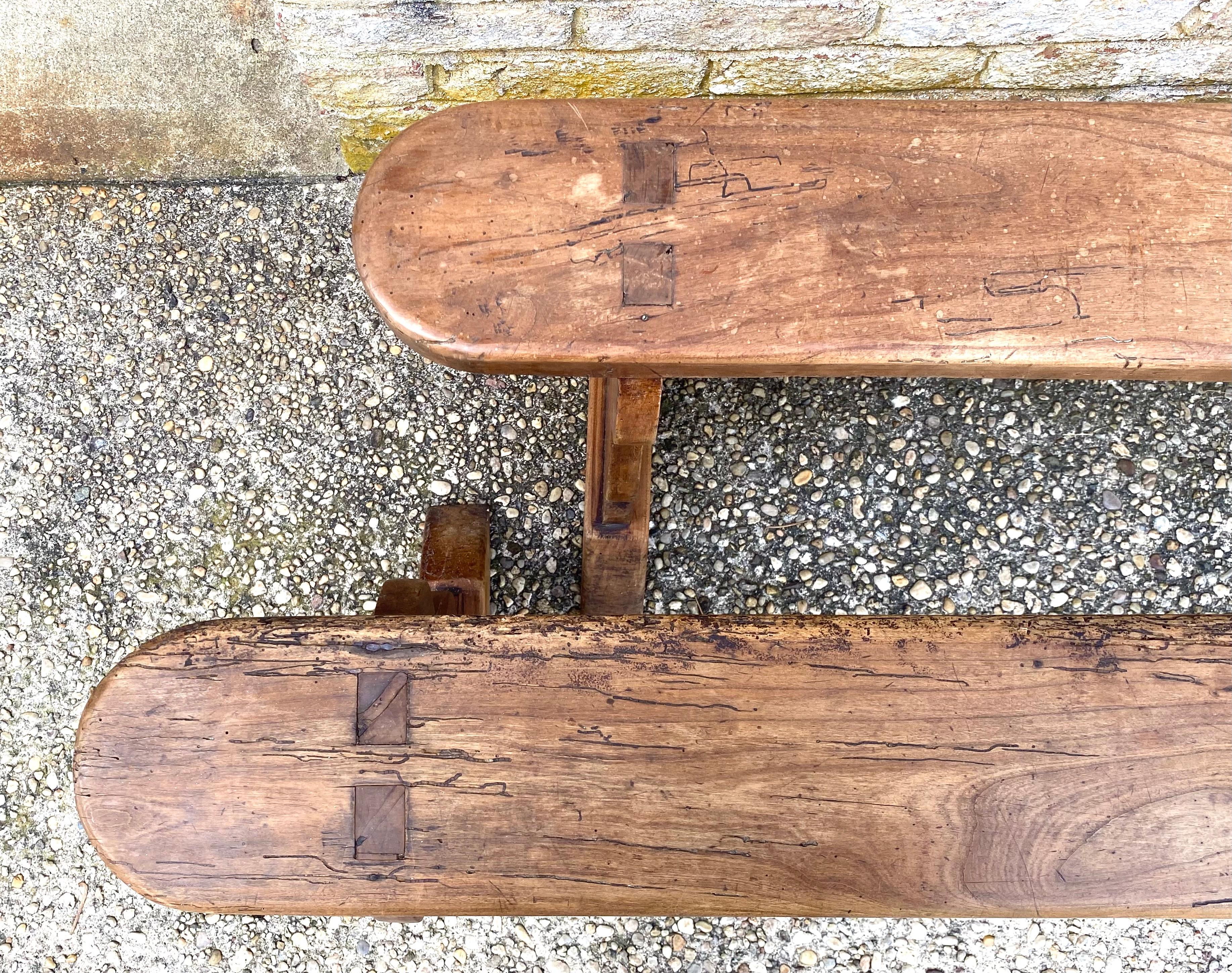 Pair of Elm Benches For Sale 4
