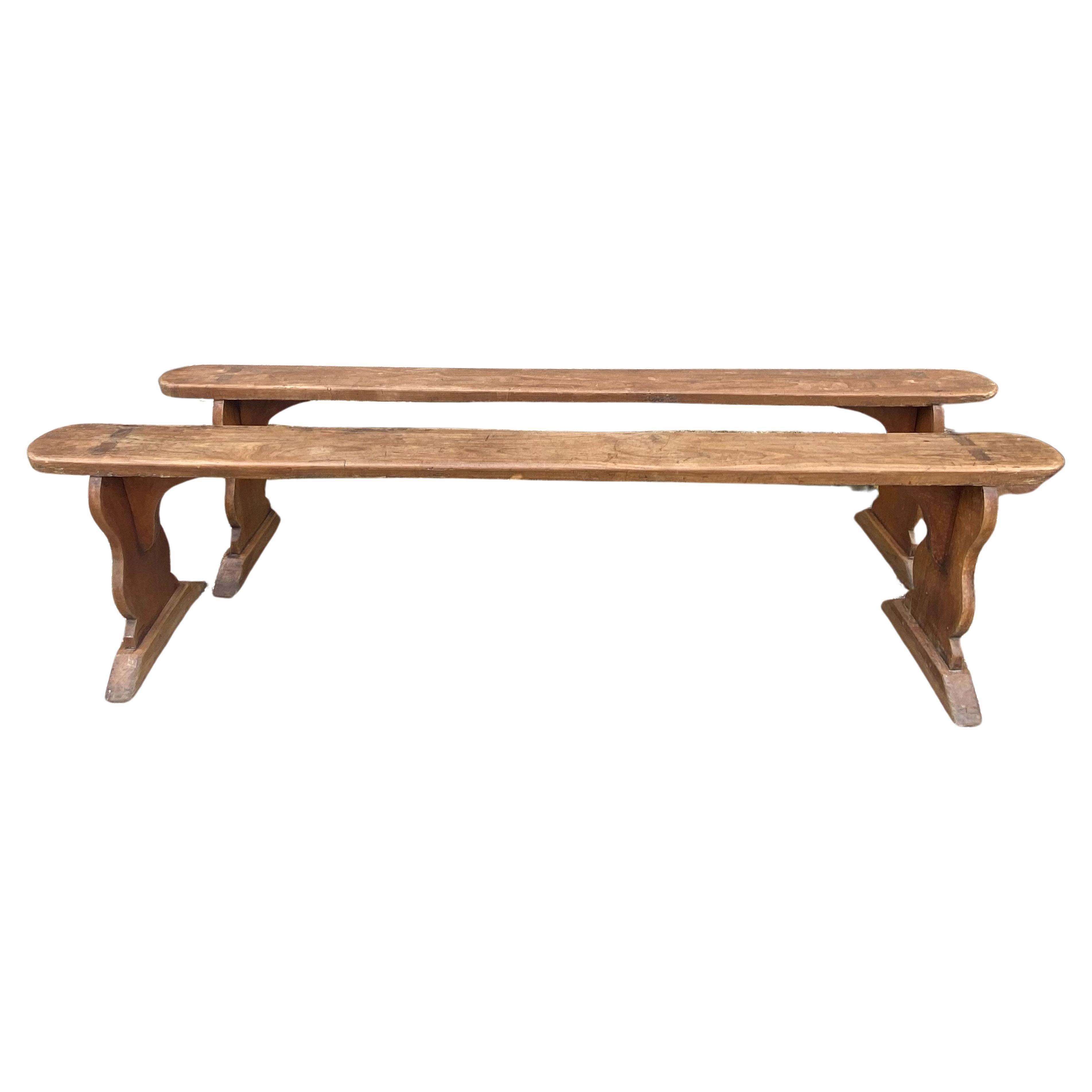 Pair of Elm Benches For Sale
