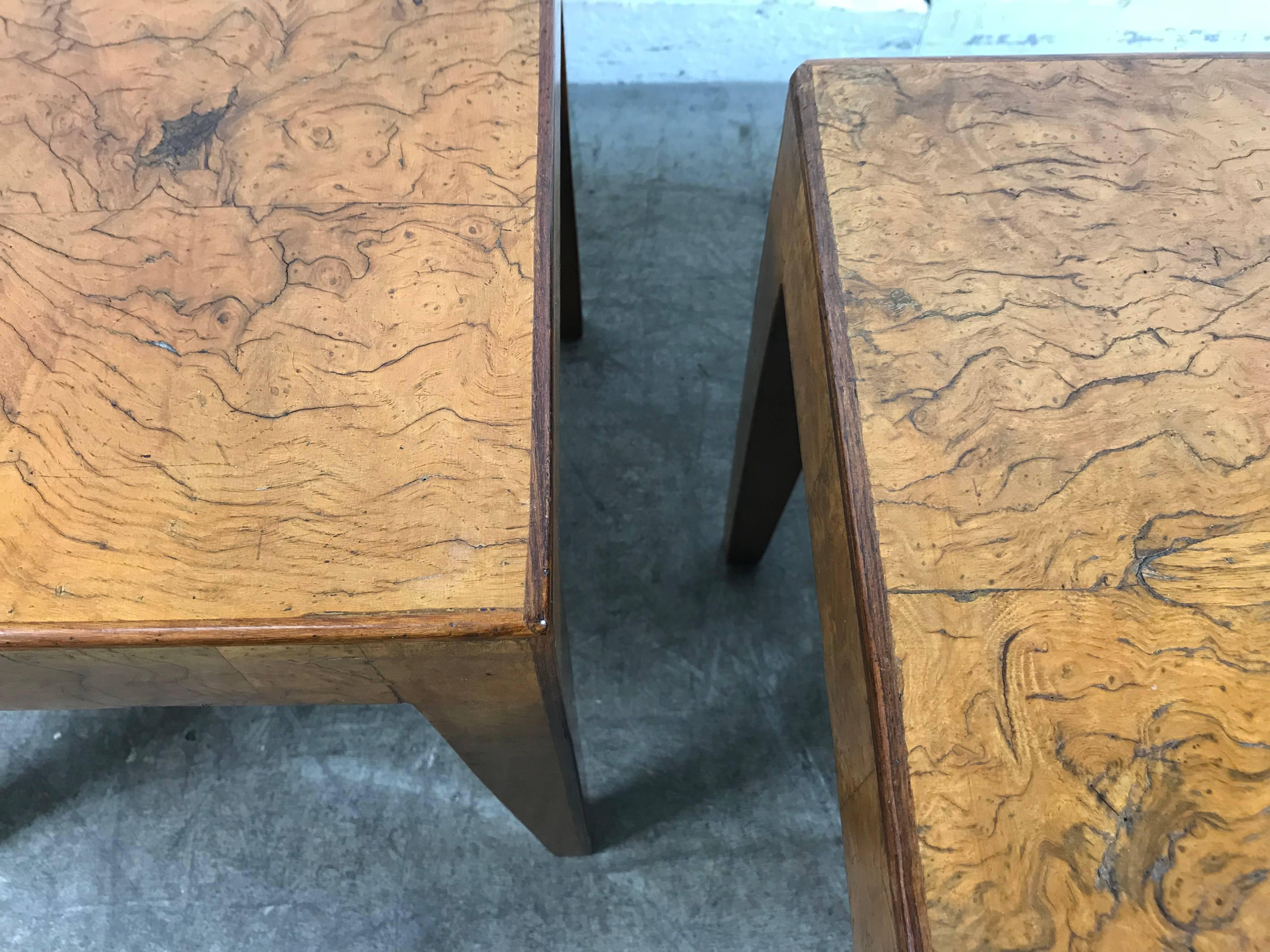 Pair of Elm Burl Wood Italian Modernist Tables 1940s after Willy Rizzo 5