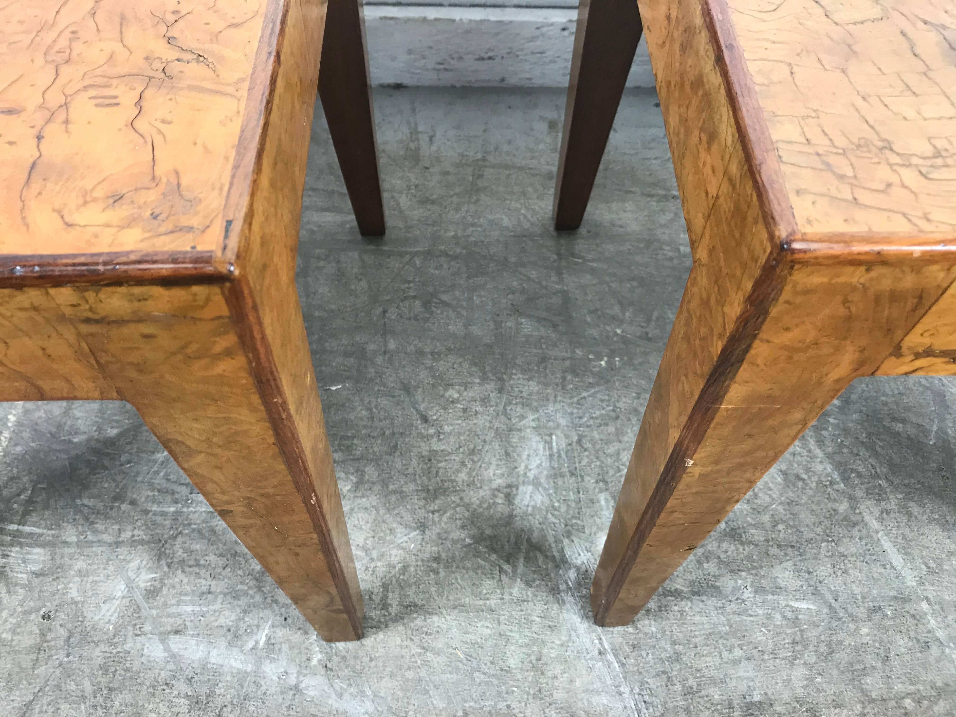 Pair of Elm Burl Wood Italian Modernist Tables 1940s after Willy Rizzo 2