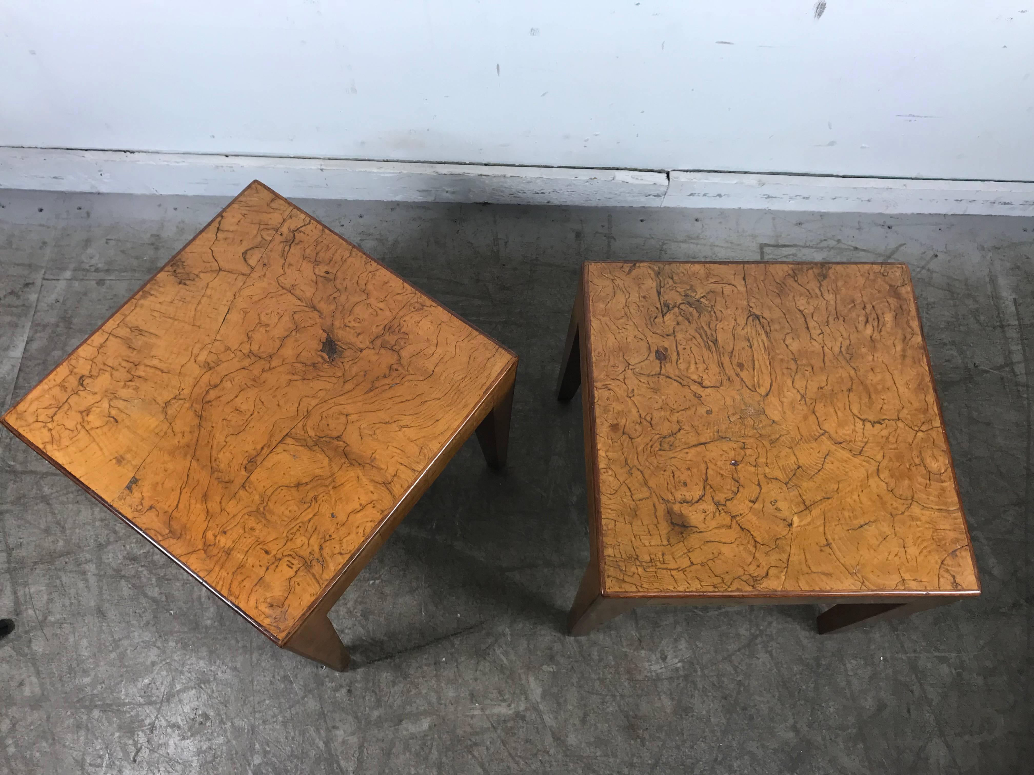 Pair of Elm Burl Wood Italian Modernist Tables 1940s after Willy Rizzo 3