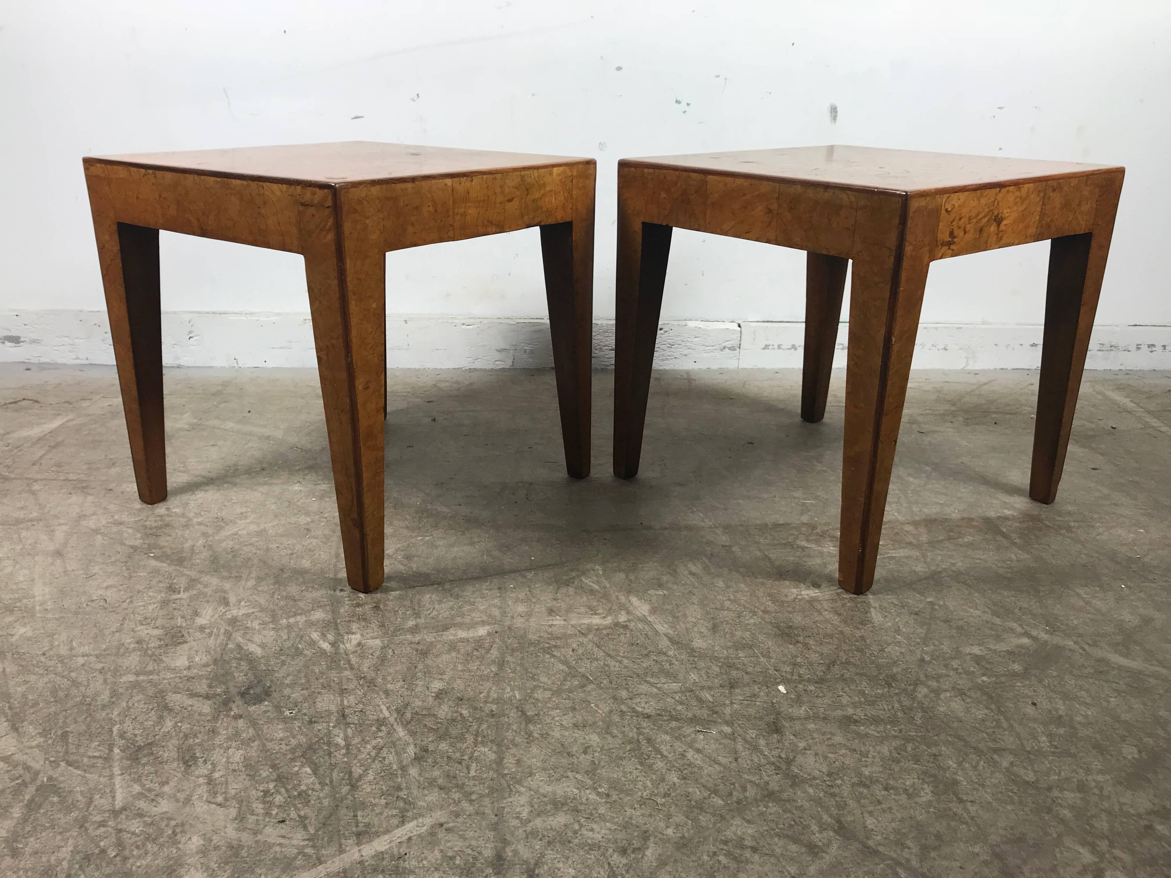 Pair of Elm Burl Wood Italian Modernist Tables 1940s after Willy Rizzo 4